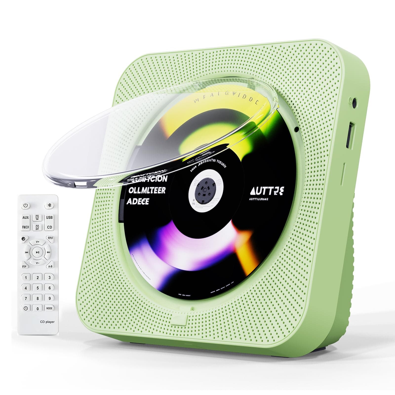 CD Player Portable Bluetooth 5.1 Desktop CD Player with HiFi Sound Speakers,Remote Control,Dust Cover,LED Display,Boombox FM Radio,USB/AUX for Home,Gift,Kids (Green)