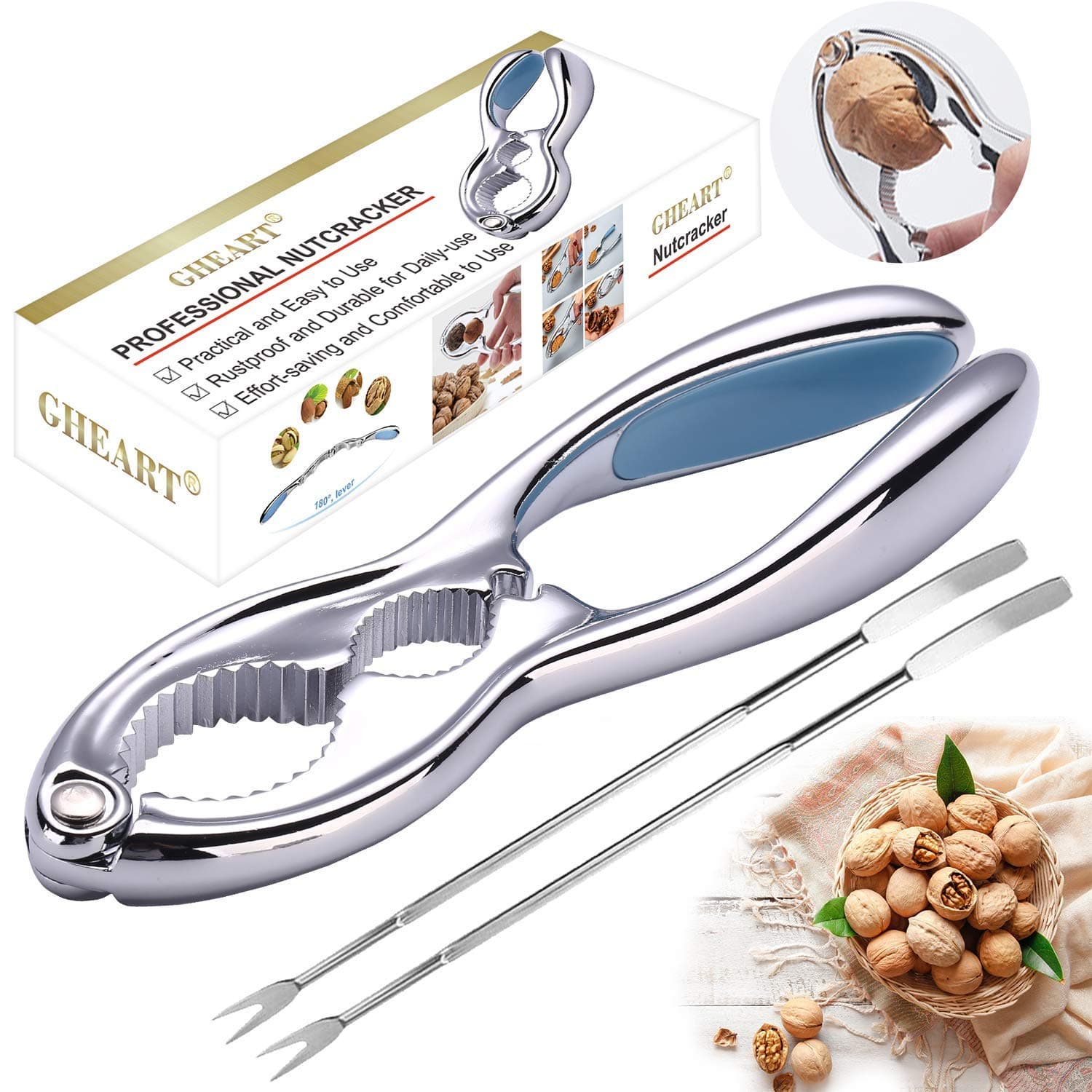 Nutcrackers, Nut Crackers, Walnut Pliers, Nutcracker for Walnuts, Walnut Pliers, Walnut Cracker Tool, Suitable for Walnuts, Pecan Nuts, Hazelnuts, Almonds, Brazil Nuts Or Other Nuts
