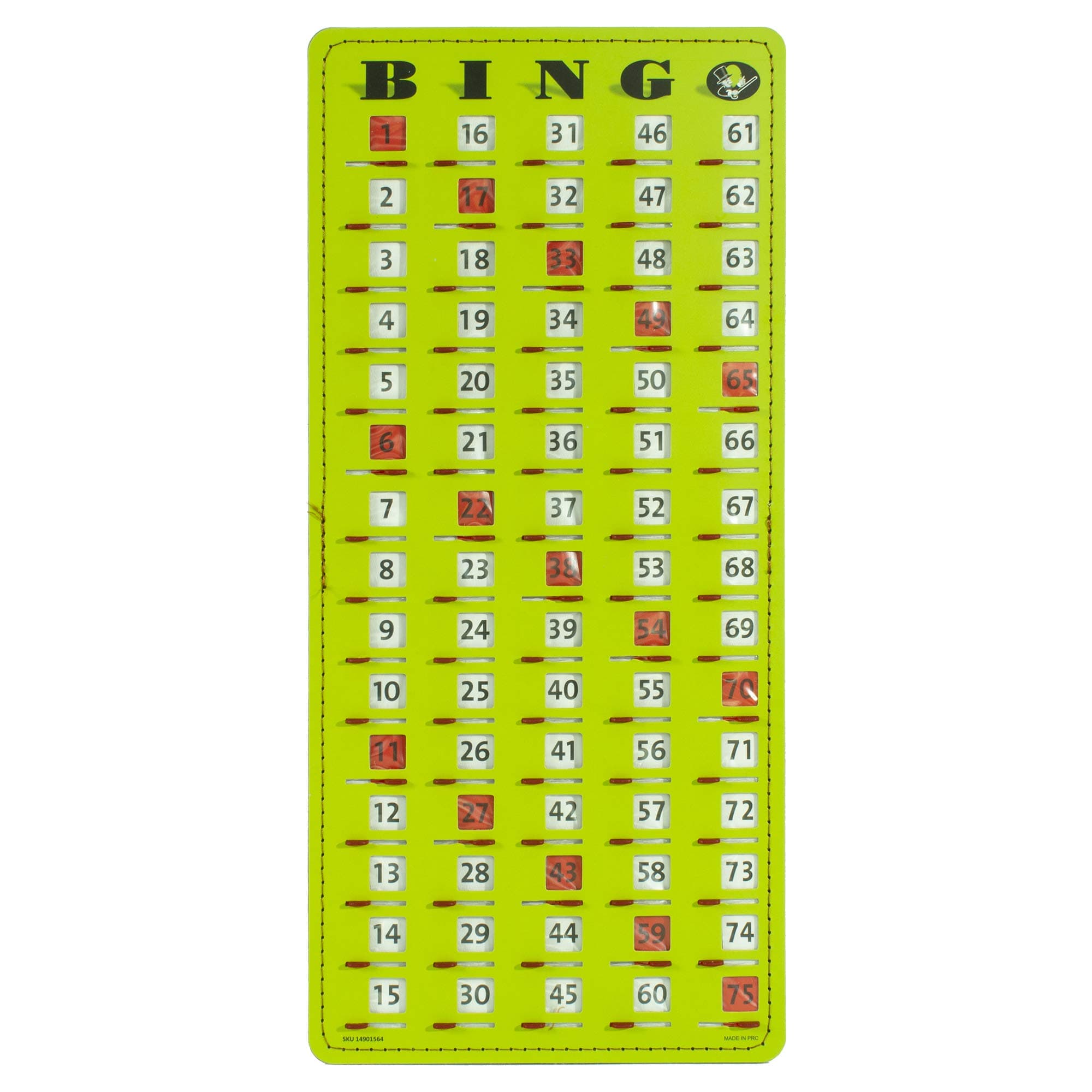 MR CHIPSJam-Proof Finger Tip Master Bingo Card with Sliding Windows - Large Cardboard Bingo Calling Card - Green Style