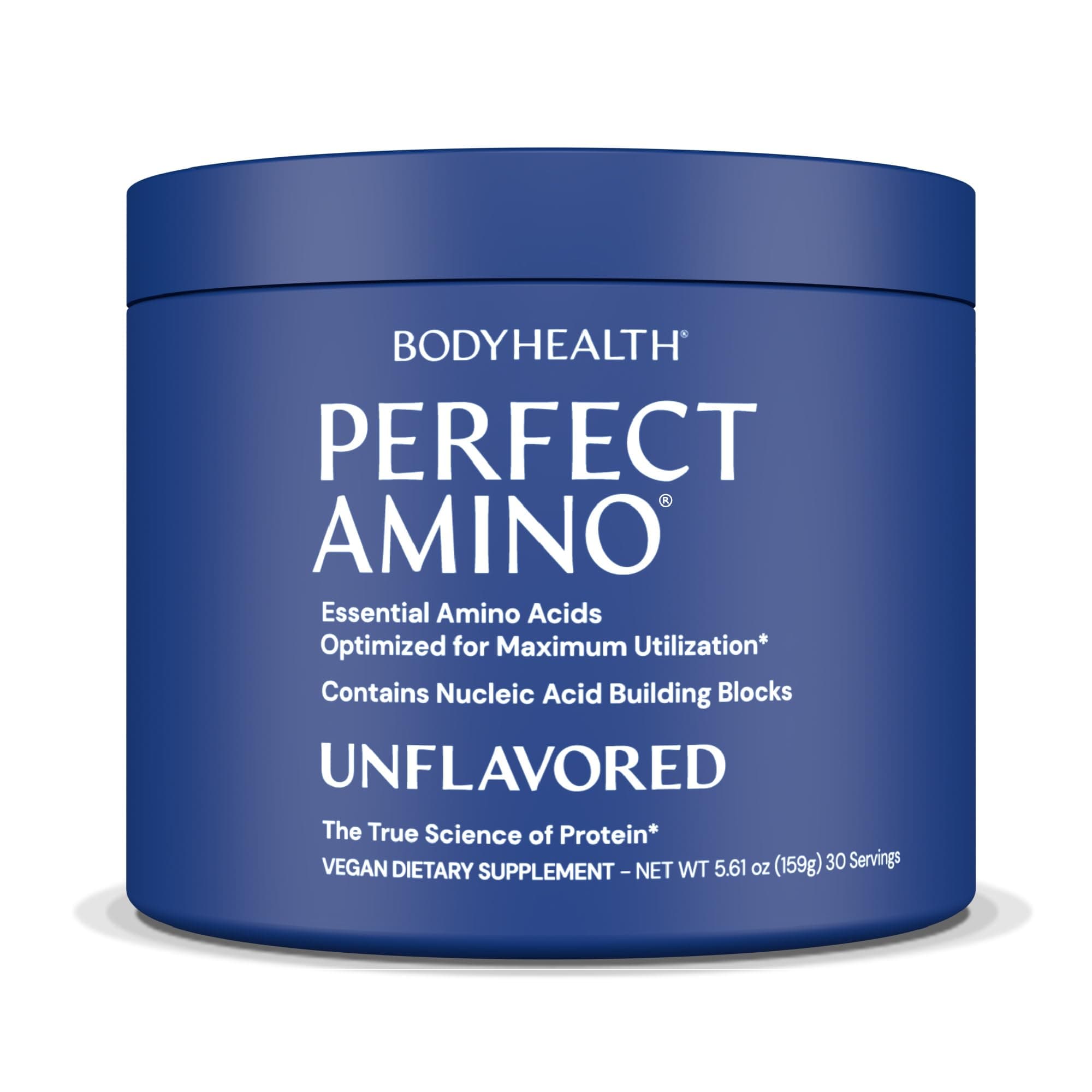 BodyHealth PerfectAmino - BCAA and EAA Powder for Pre and Post Workout - Amino Acid Energy Drink for Men and Women to Support Lean Muscle and Recovery - Unflavored (Lightly Sweetened) - 30 Servings