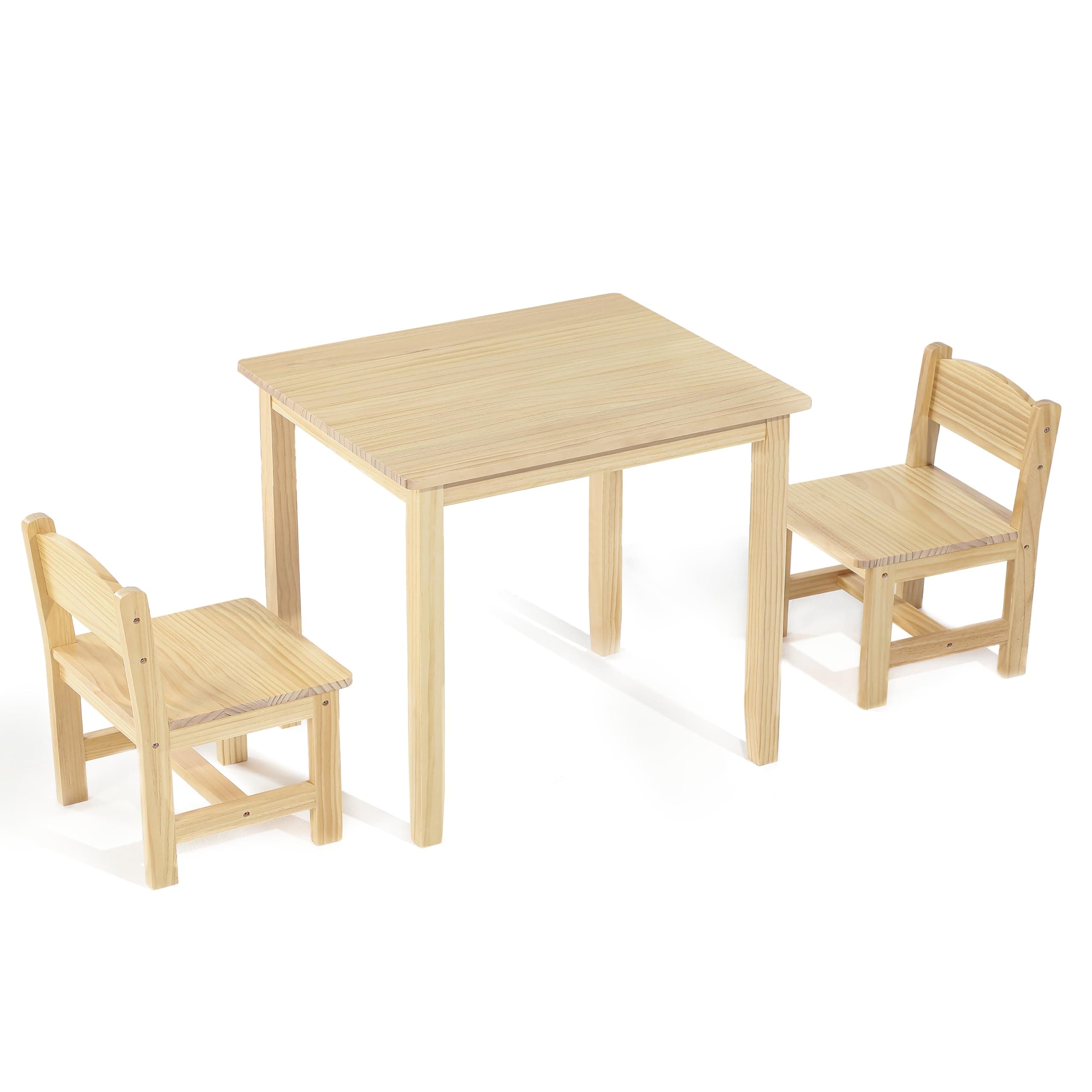 JONUTATOKids Table and Chair Set, Solid Pine Wood Kids Table and 2 Chair Set, Toddler Desk, Toddler Table and Chair Set for Girls and Boys Ages 4-10, Study Table for Classroom, Home