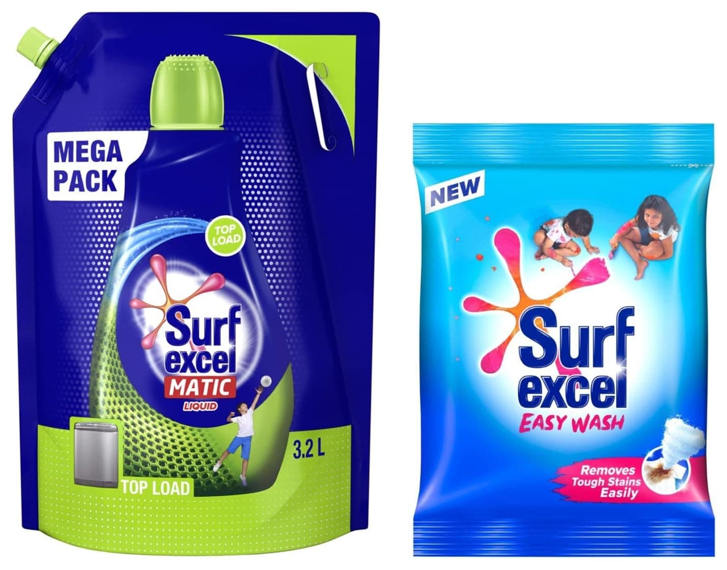 Surf Excel Matic Top Load Liquid Detergent 3.2 L Refill,- Mega Pack & Easy Wash Detergent Powder 1.5 Kg