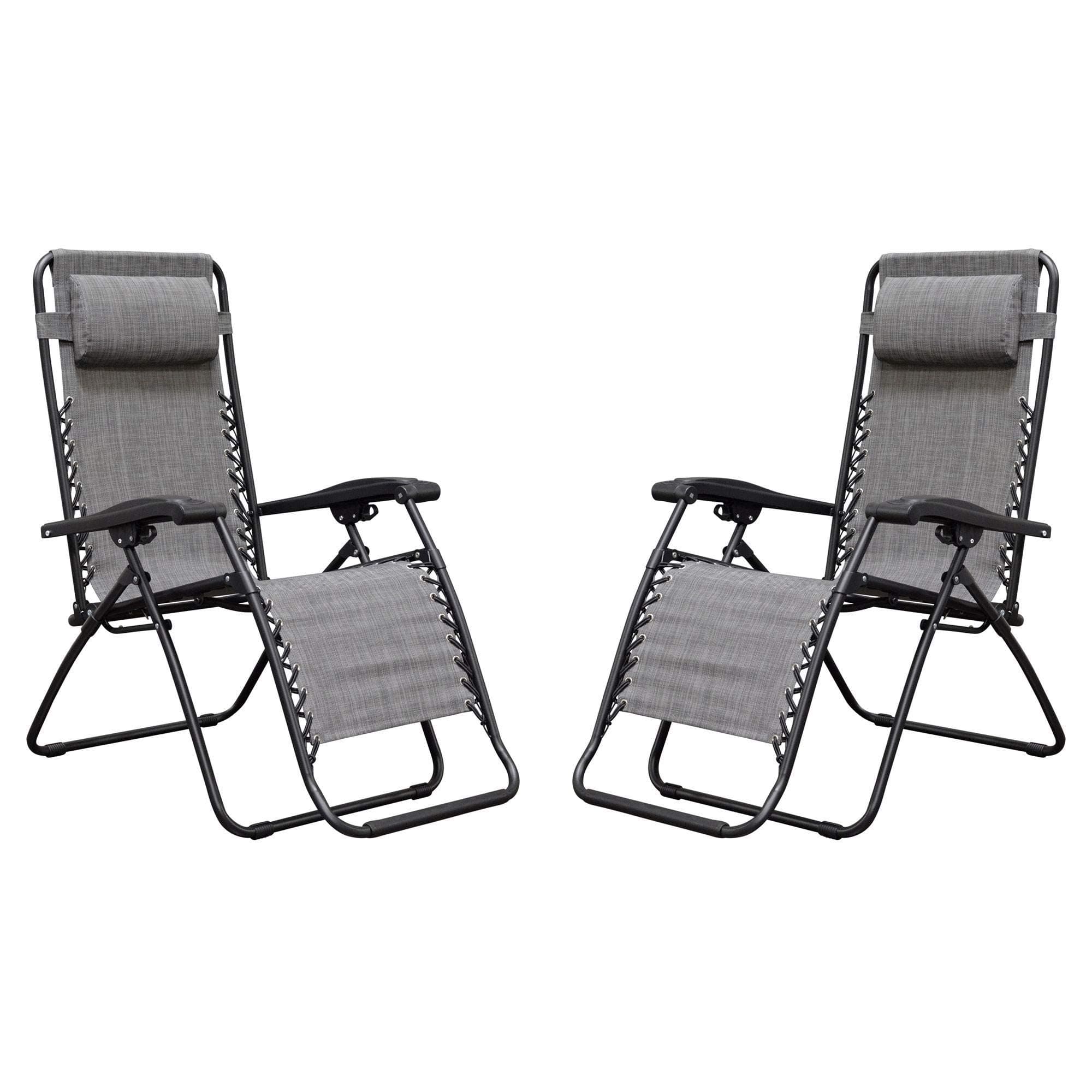 Caravan Canopy Infinity Zero Gravity Steel Frame Patio Deck Chair, Grey (Pair)