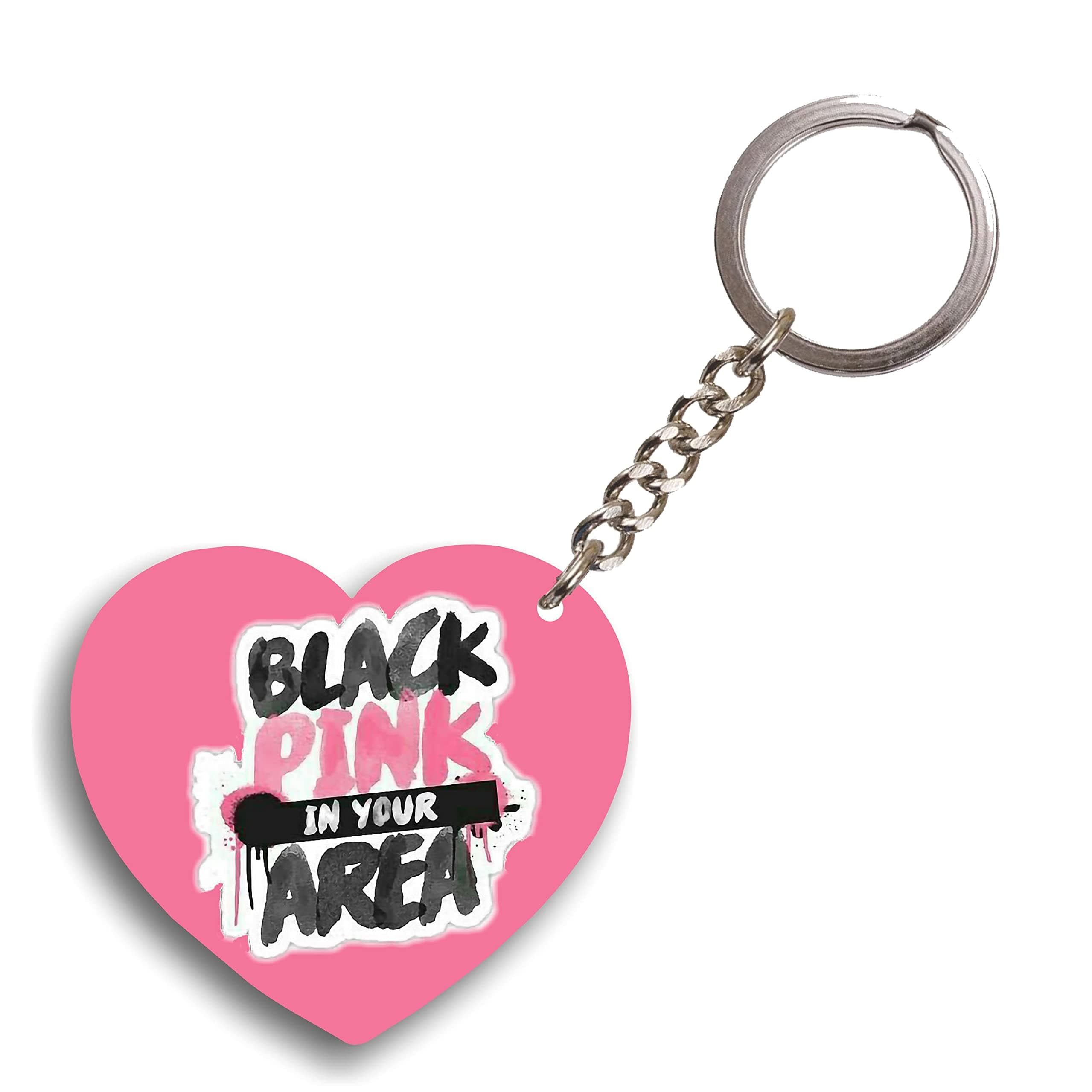 CheckPoint CHECK POINT: Black Pink Heart Shape Key-chain Printed