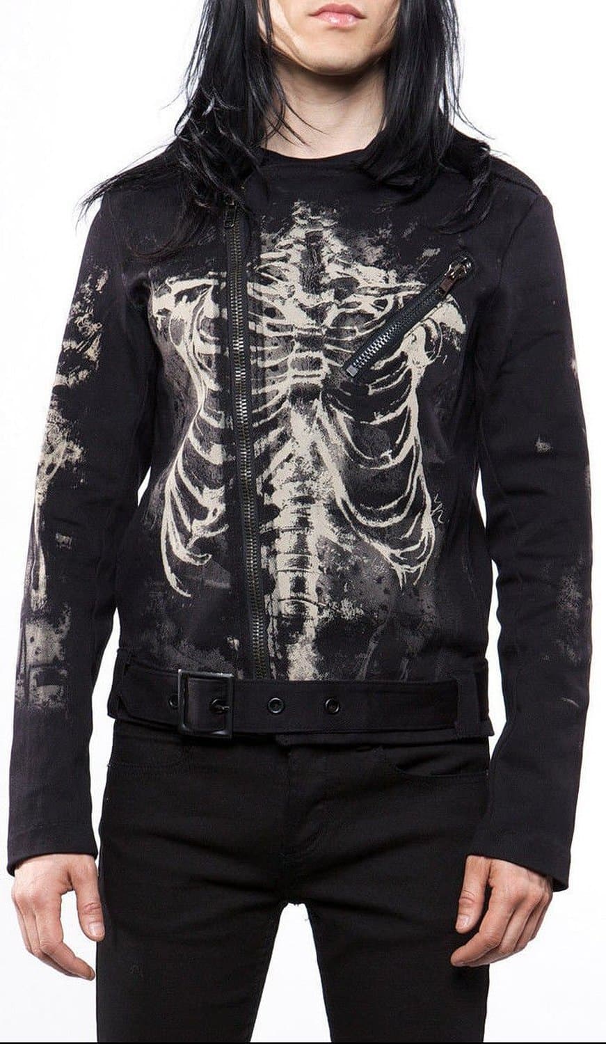 Lip Servive Men's Gothic Biker Motorcycle Skeleton Jacket