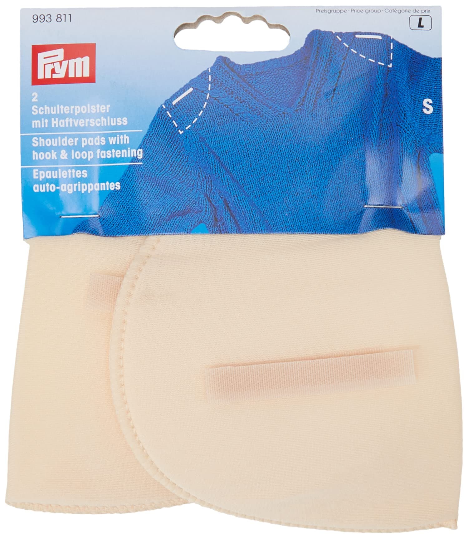 Prym Shoulder Pads Set-in with Hook and Loop Fastening Flesh S, S 125 x 100 x 12 mm, Haut, 2 Stück, Beige, 2 Count