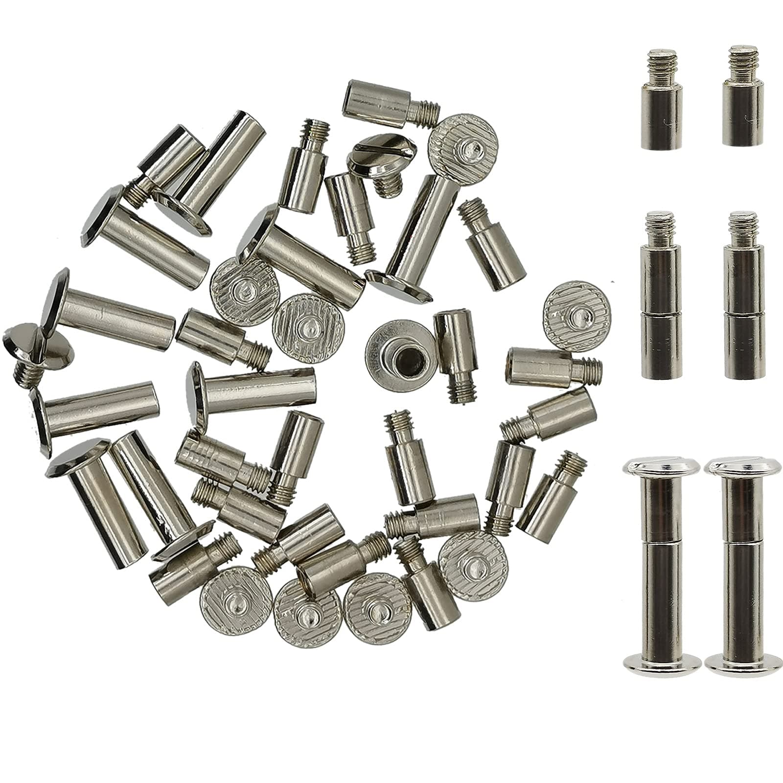 30 Pack Chicago Screws and Extention Posts for Binding Extending Scrapbook Photo Album Refill Pages Compatible with Pioneer Photo Albums (Silvery, Diameter 5mm)