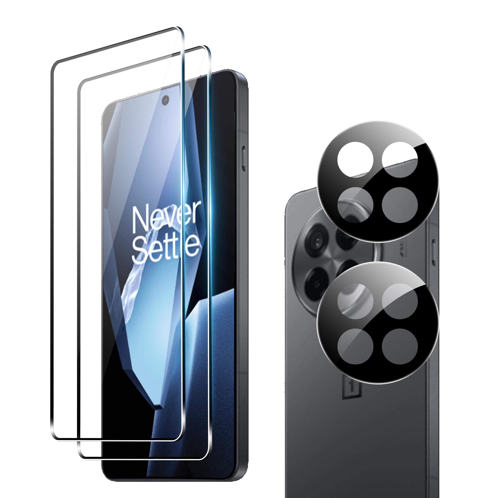 for OnePlus 13R Screen Protector with Camera Lens Protector, 9H Hardness Anti-Scratch Tempered Glass flim, Case Friendly, Anti-Fingerprint,Anti-Scratch (2+2 PACK)