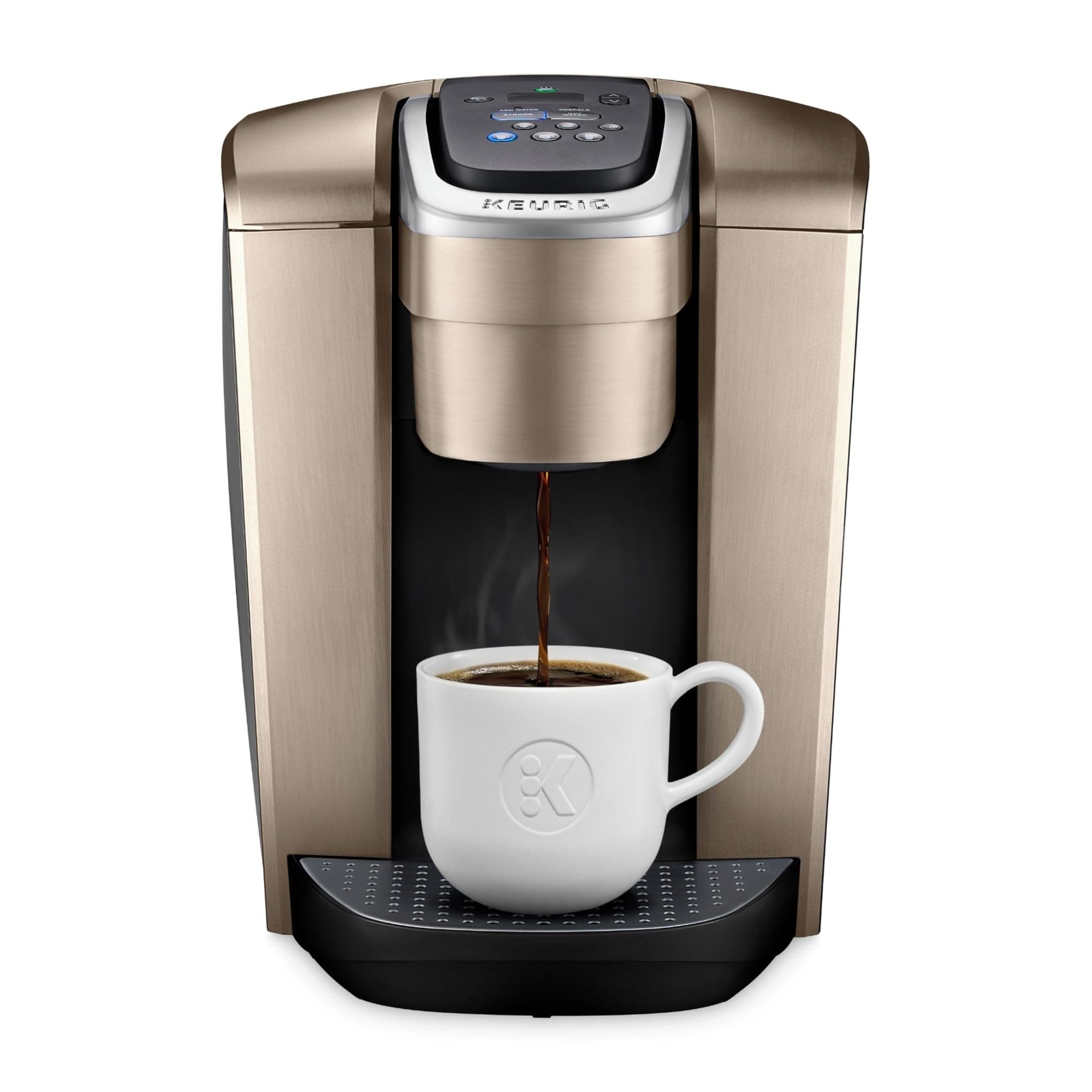 K-Elite Single Serve K-Cup Pod Coffee Maker, with Strength and Temperature Control, Iced Coffee Capability, 8 to 12oz Brew Size, Programmable, Brushed Gold