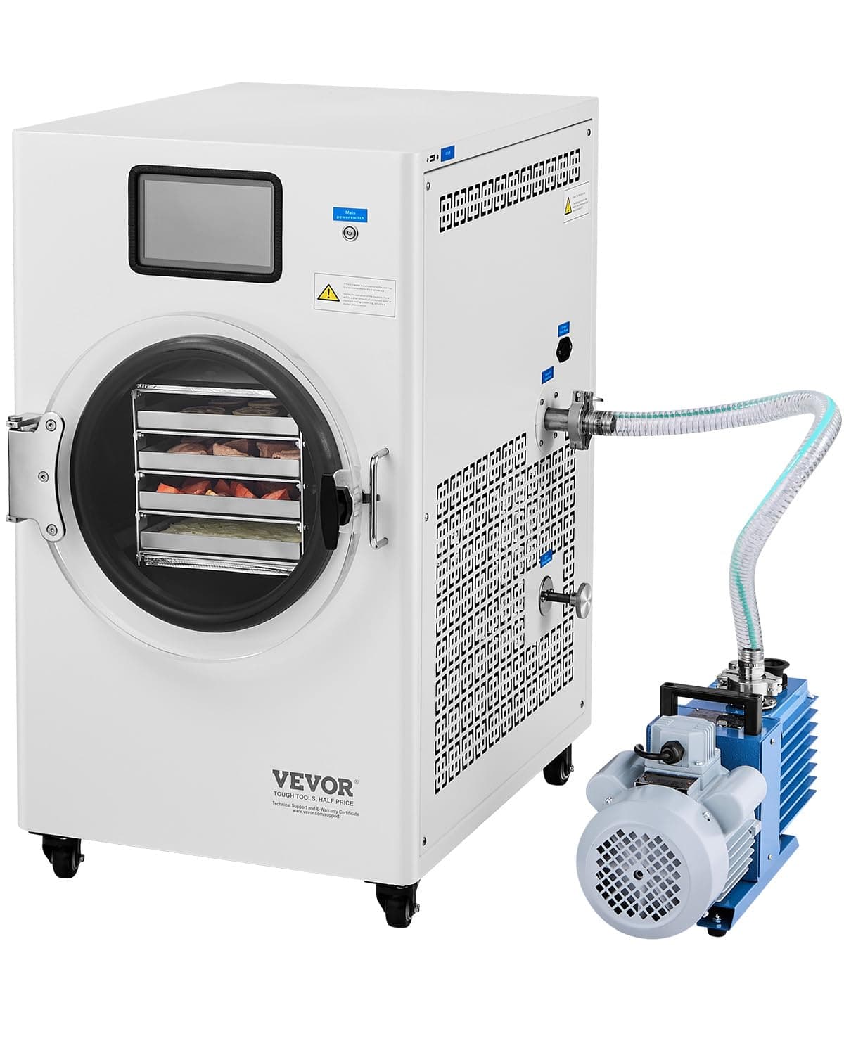 Vacuum Freeze Dryer Machine, 8.8-13.2 LBS/Batch Food Freeze Drying Machine with 4-Layer Trays, Vacuum Pump, Adjustable Timer and Temperature Control, for Fruits Vegetables Meat, White