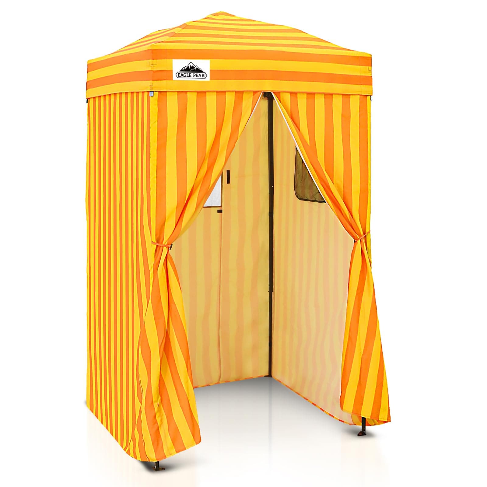 EAGLE PEAK Flex Ultra Compact 4x4 Pop-up Canopy, Sun Shelter, Changing Room, Portable Privacy Canopy Cabana for Pool, Fashion Photoshoots, or Camping, Yellow/Orange