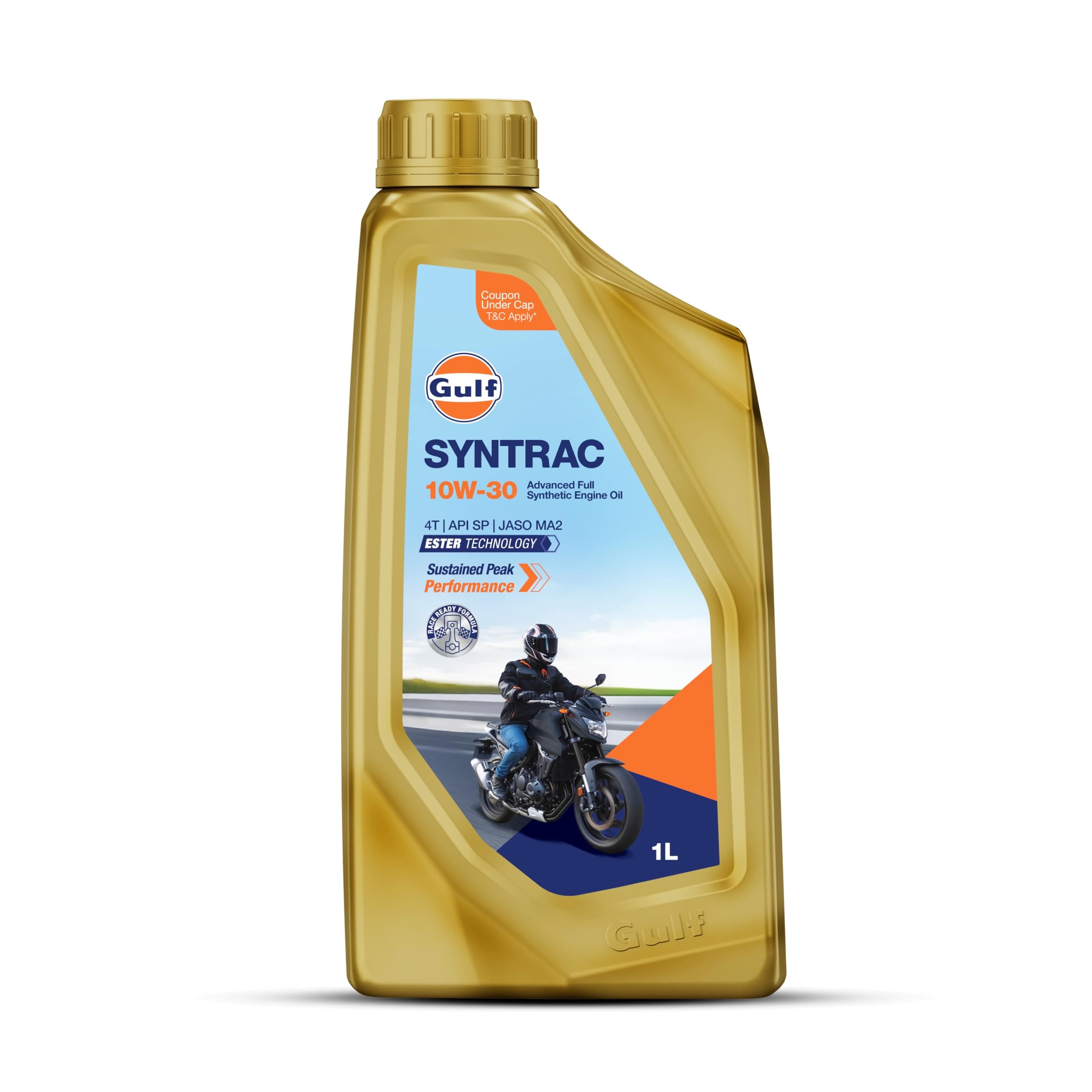 SYNTRAC 10W-30 4T API SP, JASO MA2 | Ester Technology | 2 Wheeler Bike Advanced 100% Full-Synthetic Engine Oil [1 L] - Pack of 1