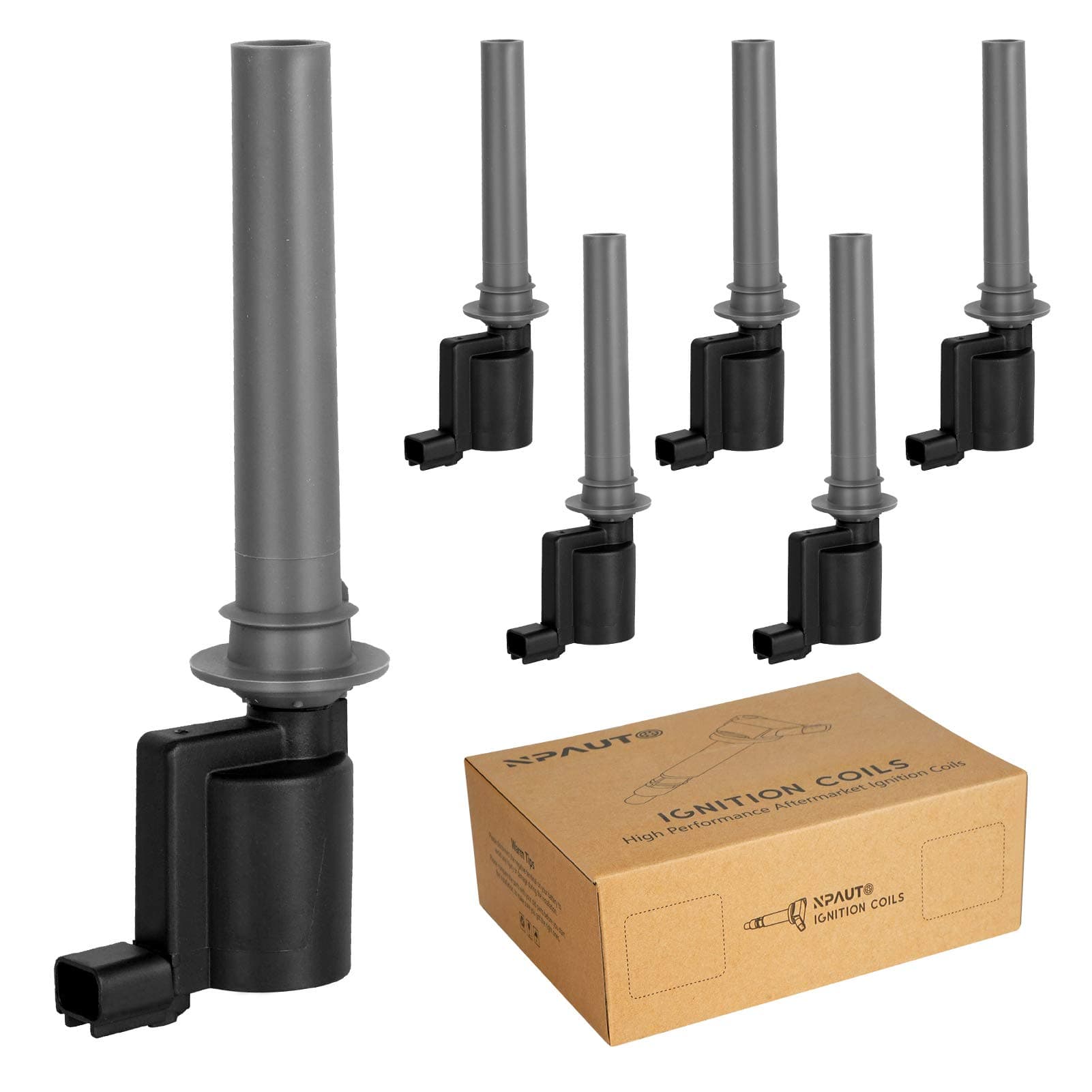 NPAUTO Ignition Coils Compatible with 3.0L V6 2001-2008 Ford Escape, 2005-2007 Ford Five Hundred, Freestyles, 2001-2004 Taurus, 01-09 Mazda Tribute, 05-08 Mercury Mariner, Montego, Sable, Pack of 6