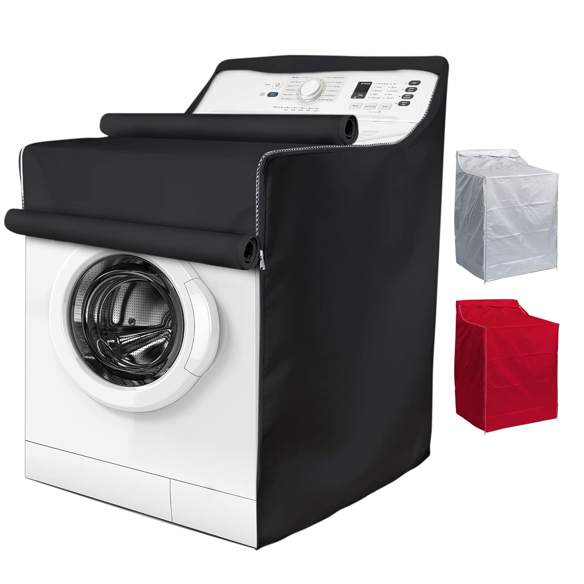 Washing Machine Cover For Top-load and Front-load Washer/Dryer - Premium Outdoor Protection For Most Washer Dryer Cover - W29”x D28”x H43” (Black)