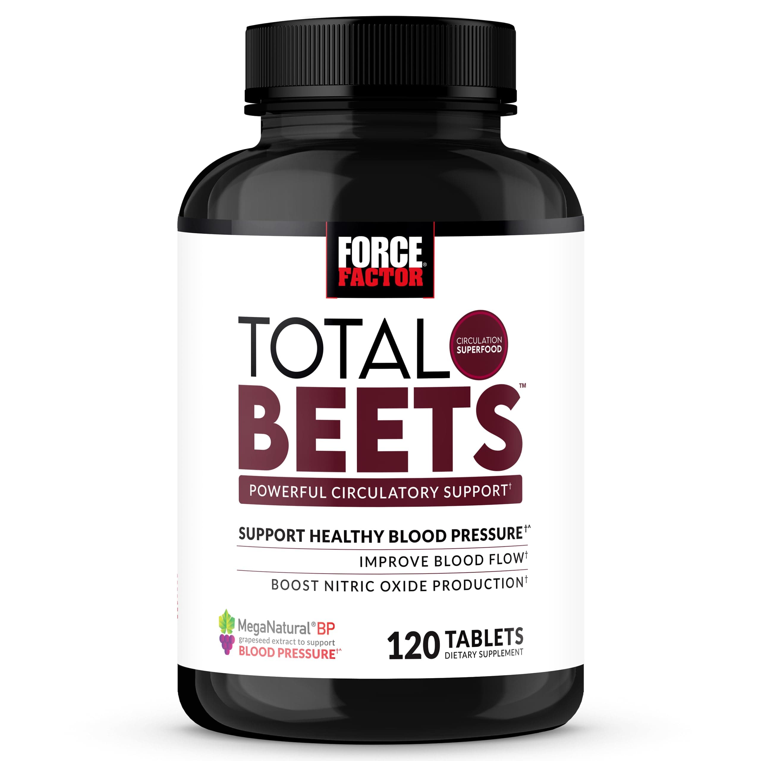 Total Beets Blood Pressure Support with Grape Seed Extract and Non GMO Beet Root Powder for Heart Health, Circulation, & Blood Flow, 120 Count
