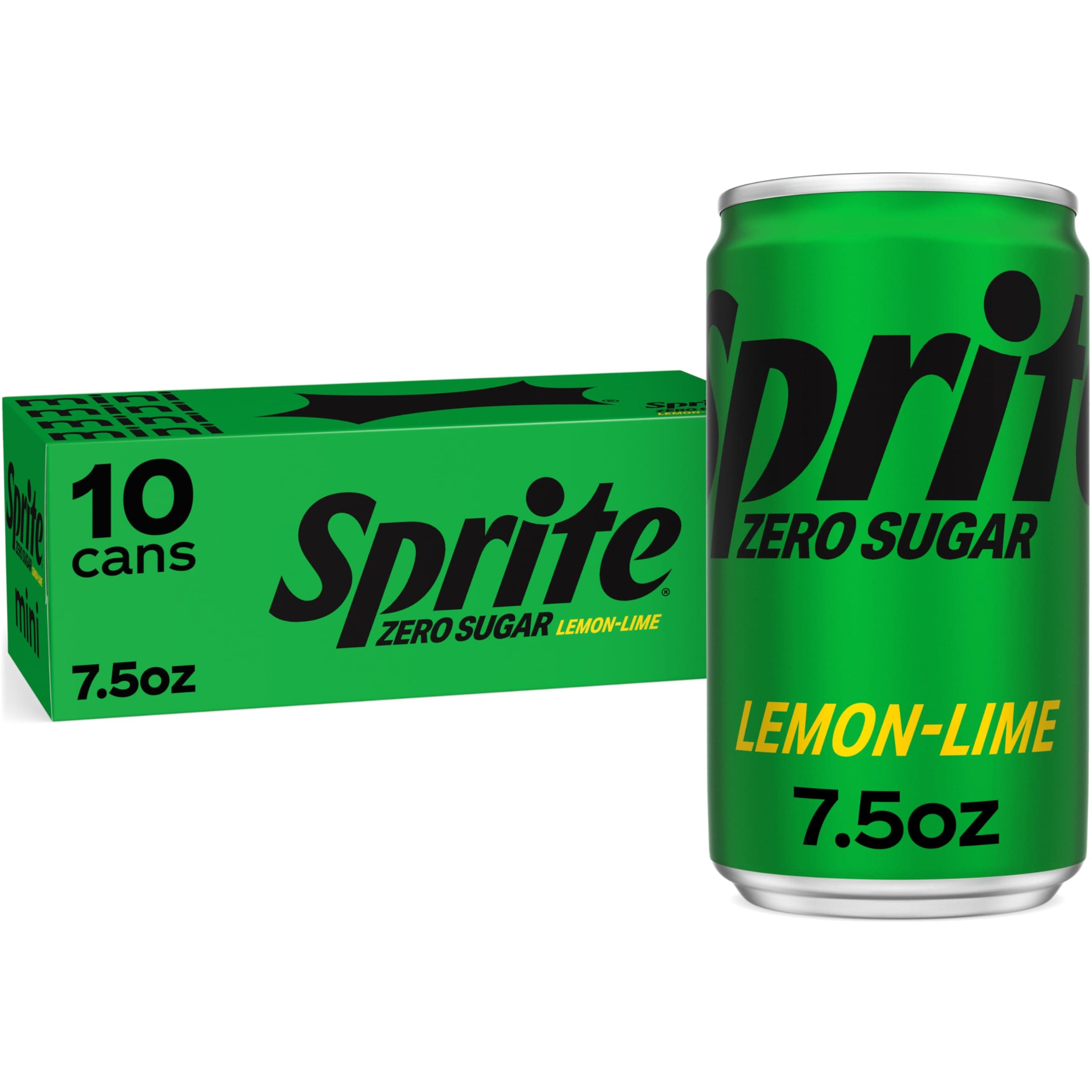 Zero Sugar Lemon Lime Diet Soda Pop Soft Drinks, 7.5 fl oz, 10 Pack
