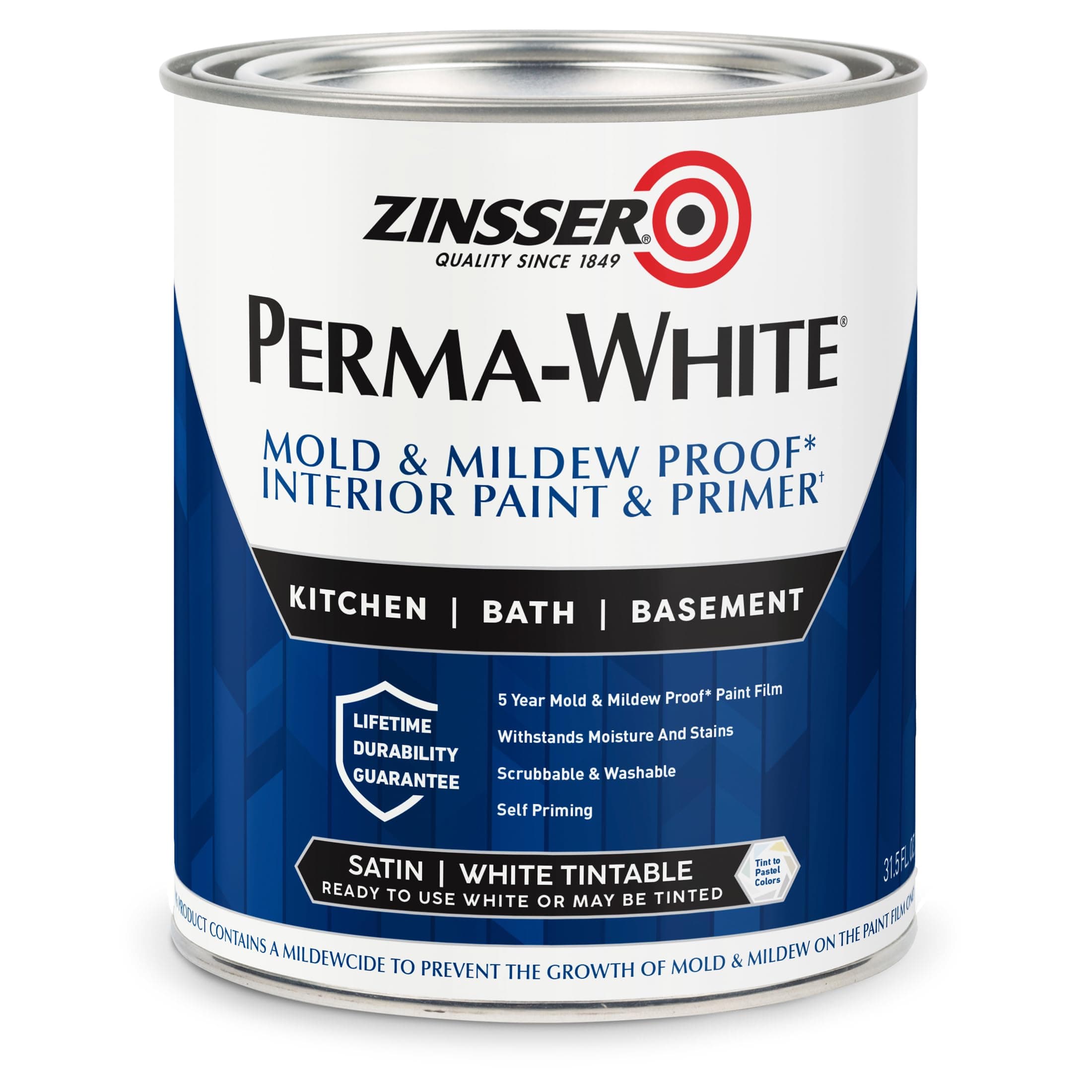 Rust-Oleum Zinsser PERMA-WHITE Mold & Mildew-Proof Interior Paint - Satin, 946ml