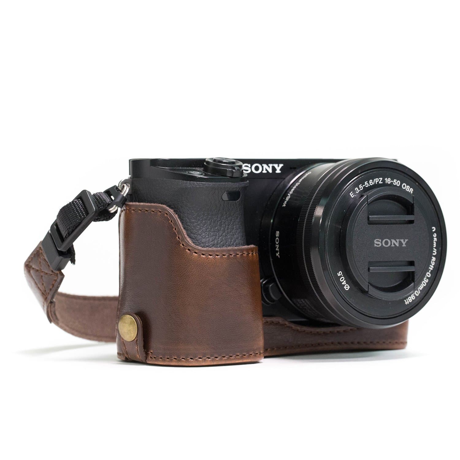MegaGear Ever Ready Leather Camera Half Case compatible with Sony Alpha A6300, A6000
