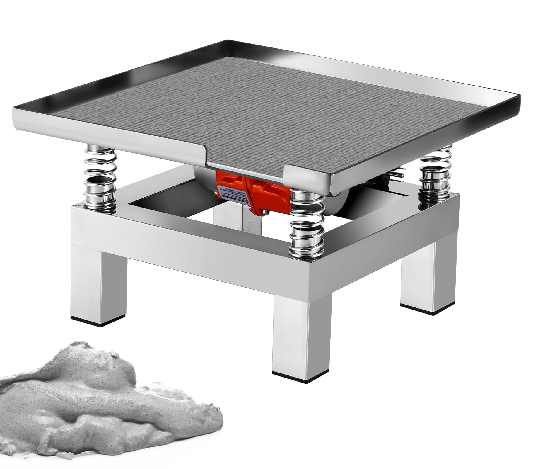Concrete Vibration Table 13.8x13.8“ Vibrating Test Bench Model Plaster Shaker with Cloth Mat, Stainless Steel Vibrating Table for Concrete Molds Resin 110V