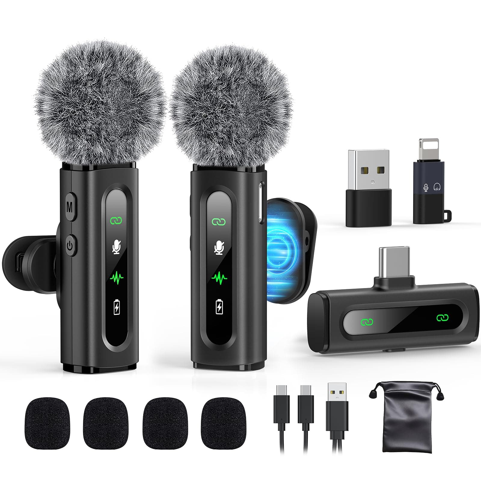 USB C Lavalier Microphone Wireless Mini Mic for iPhone 15/Android Phone/Tablet/PC Video Recording with Rotatable Clip&Denoise Recording, Perfect for Vlog Tiktok Youtube Podcast Content Creator