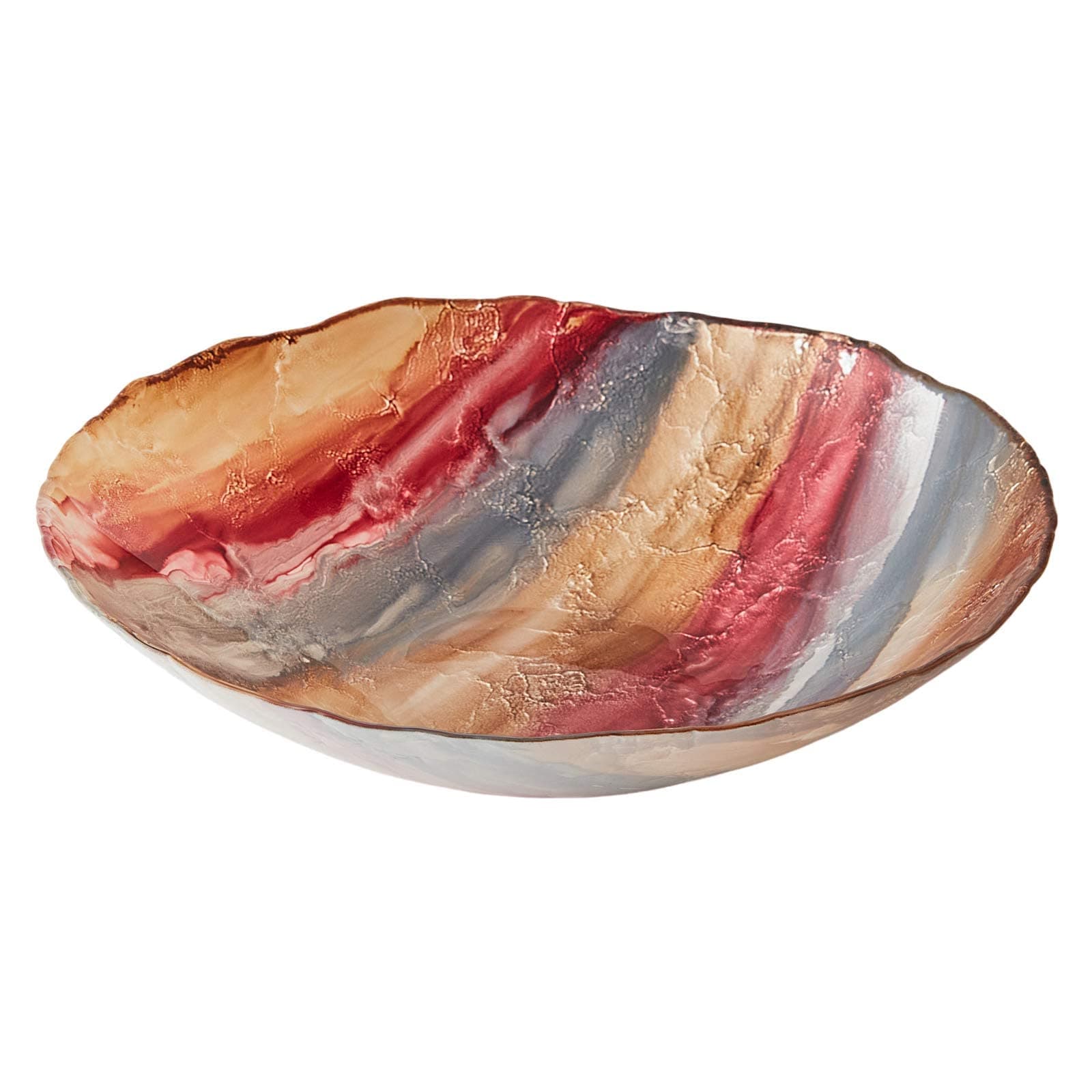Dune Bowl - Diameter 32 cm - Multi Coloured Decorative Glass Bowl for Home and Holiday Decoration
