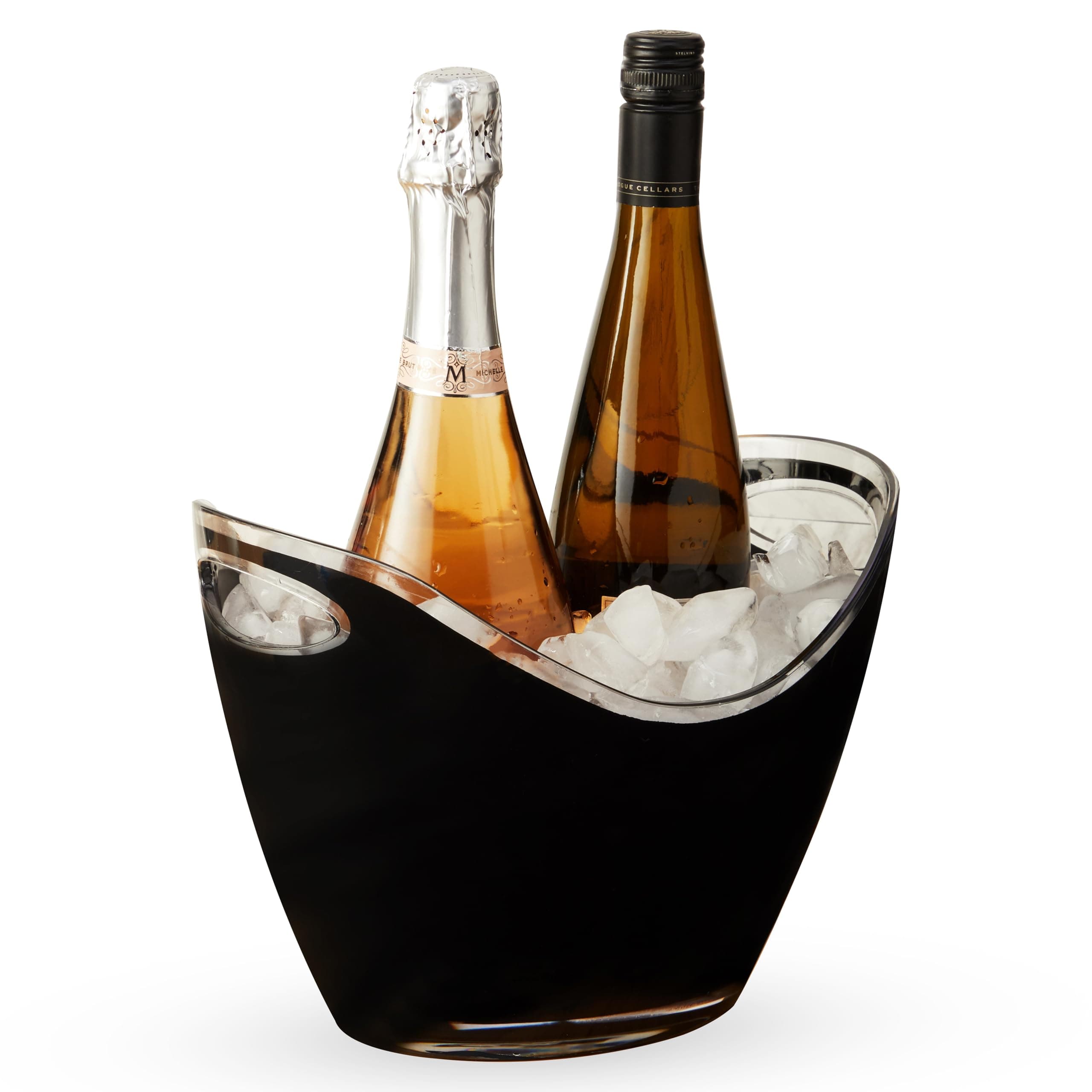 True Modern Wine & Champagne Bucket | Black Ice Beverage Tub - Indoor & Outdoor Great for Parties - 2 Bottles Capacity Champagne & Wine Chiller - 10.5" x 8.25" x 7.75"