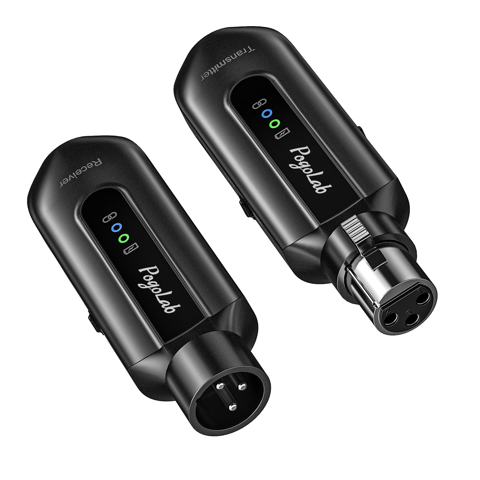 Wireless Microphone Transmitter Receiver, 2.4GHz XLR System, Rechargeable Adapter for Audio Mixer, Dynamic Microphone, 48V Phantom Power for Condenser Microphone