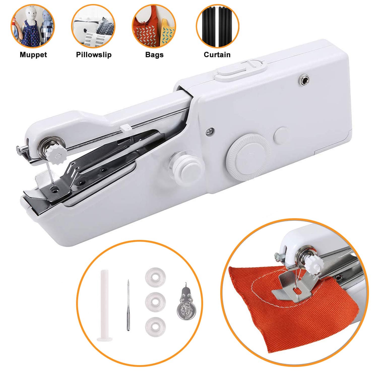 Handheld Sewing Machine Portable Mini Stitching Machine CESHUMD Cordless Electric Sewing Machine DIY Home Travel Quick Handy Stitch for Fabric Clothing Kids Cloth Pet Clothes (Battery Not Included)