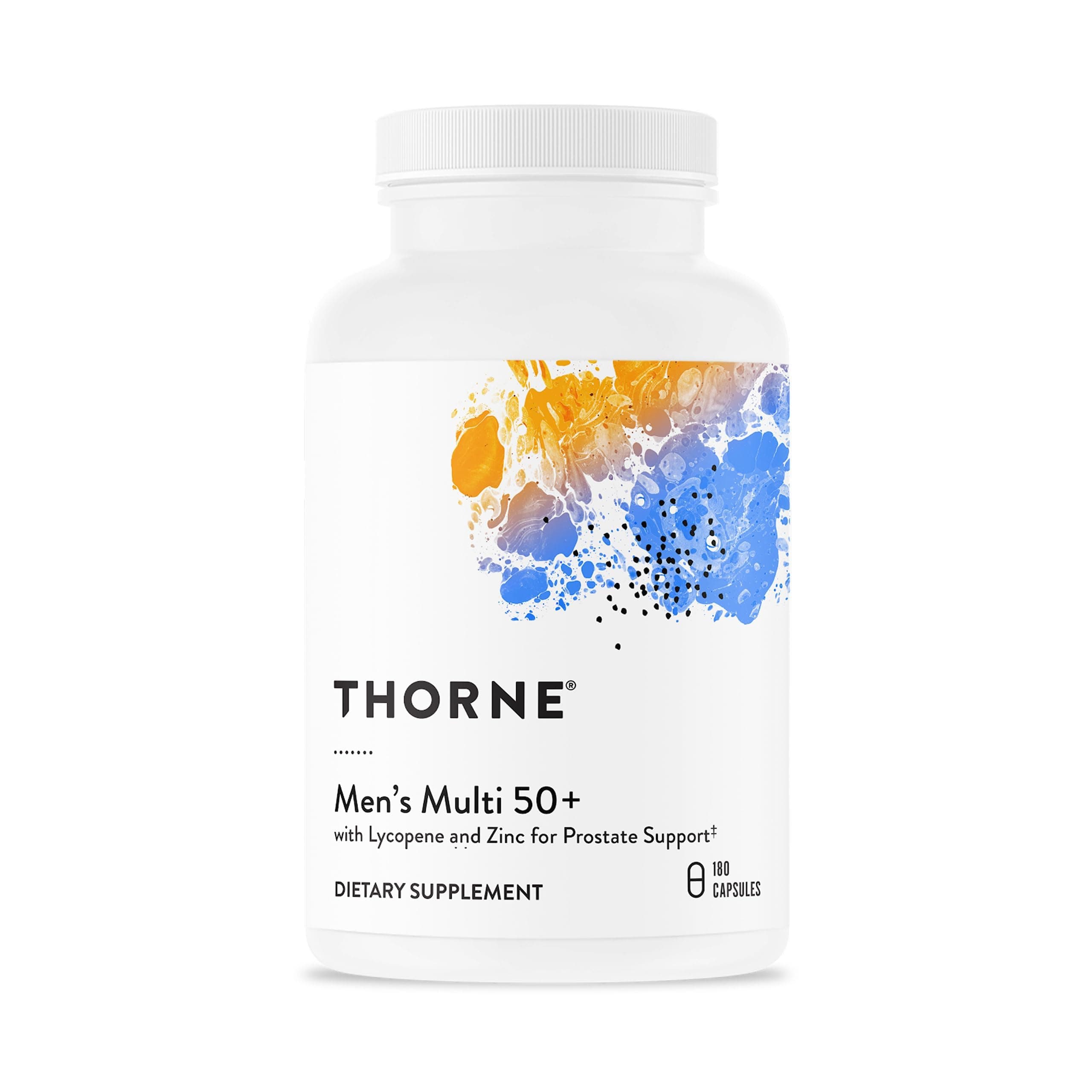 THORNE - Men's Multi 50+ - Comprehensive Daily Multi with Vitamins A, B6, B12, C, D, E, Zinc & More - Support Heart, Brain, Prostate, Muscle & Immune Health* - Third-Party Certified - 180 Capsules