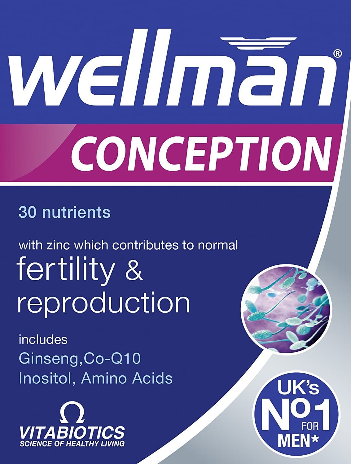 Wellman Conception 30 Tablets | Support Reproductive Health in Men - Fertility & Reproduction - Health & Wellbeing | with 600 IU Vitamin D