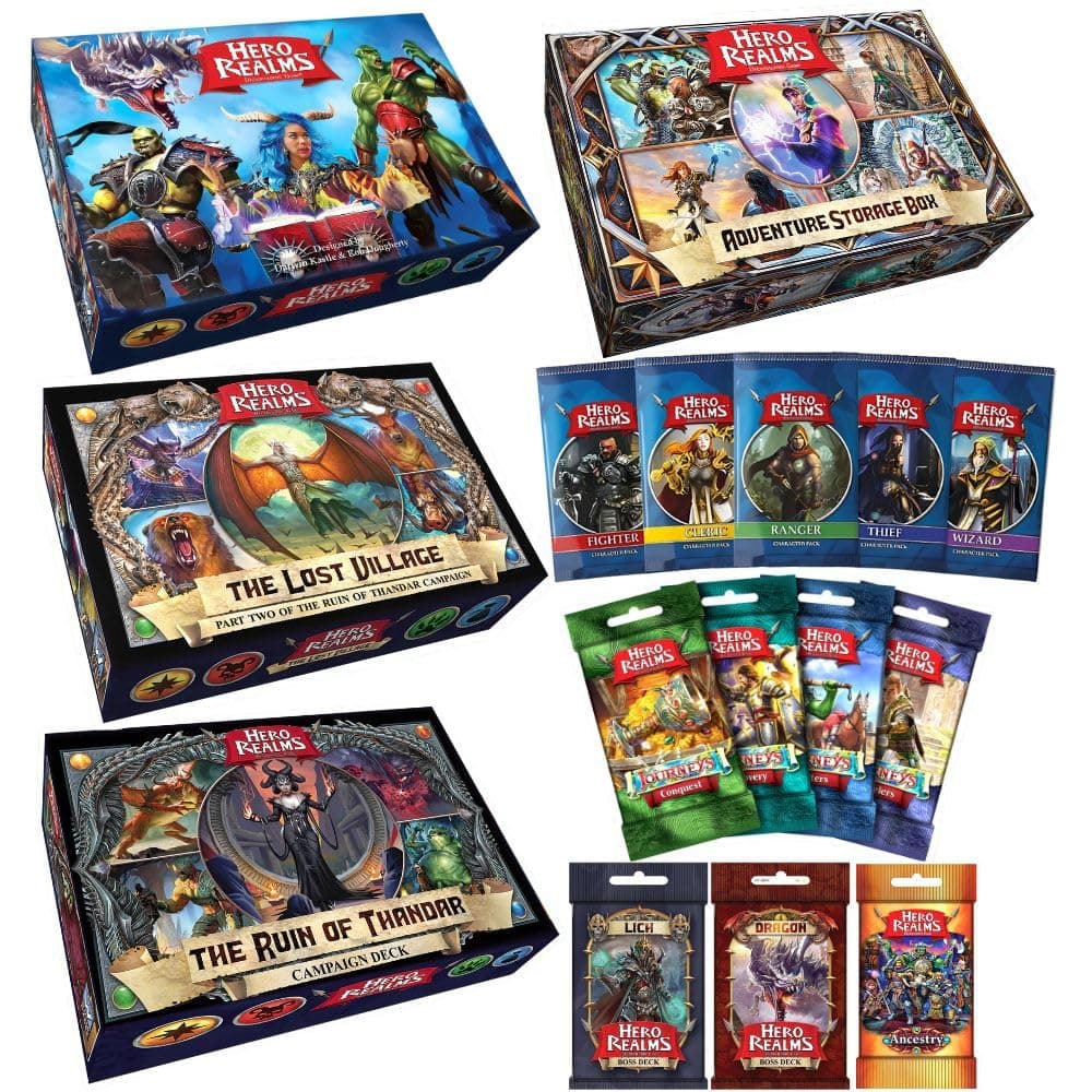 Hero Realms Wise Wizard Games, Complete Bundle: Base Game, Character Packs, B...