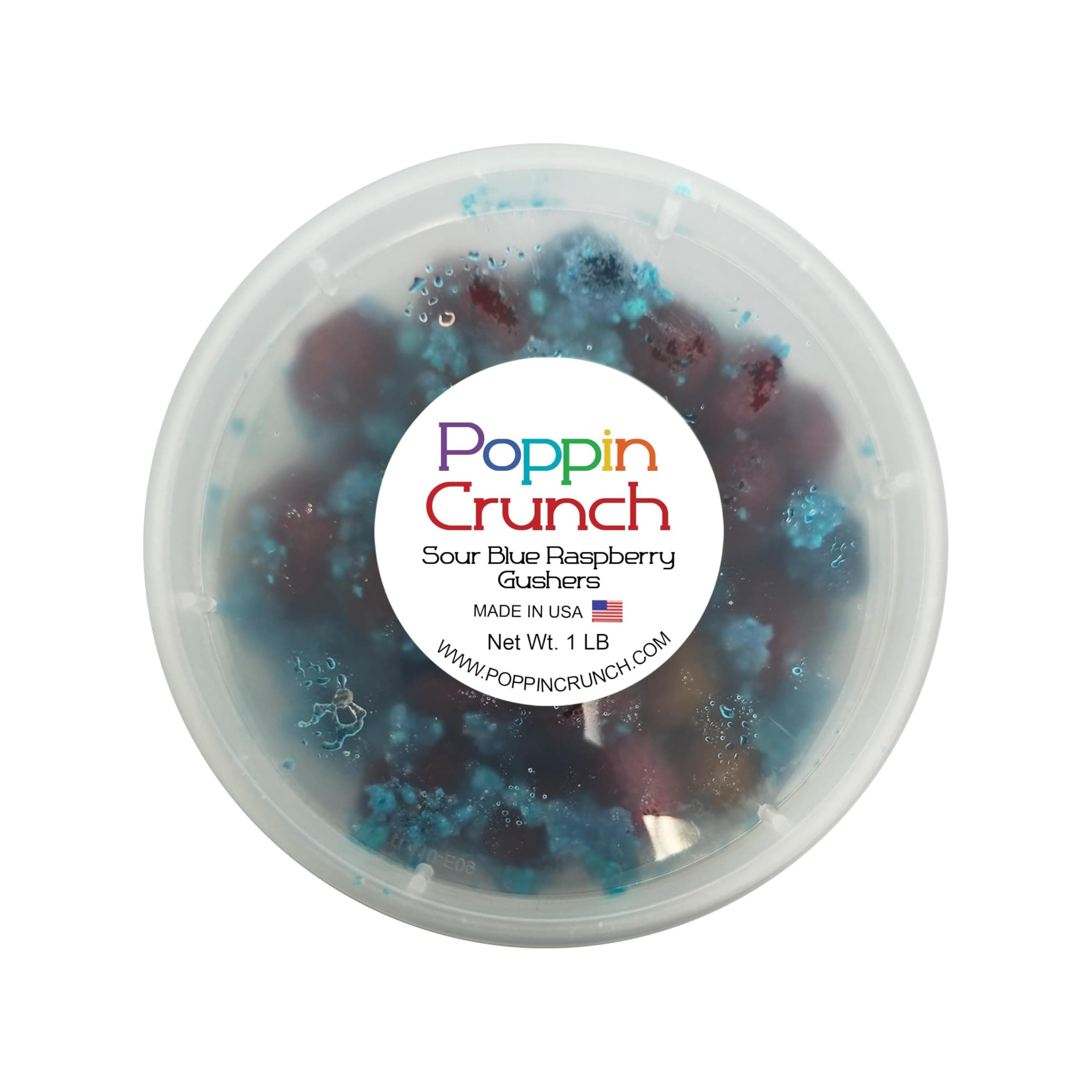 Poppin Crunch Blue Raspberry Gushers Candy Snacks 1-2 LBS - Choice of Sweet or Sour Bonbon Candies Corn Sugar
