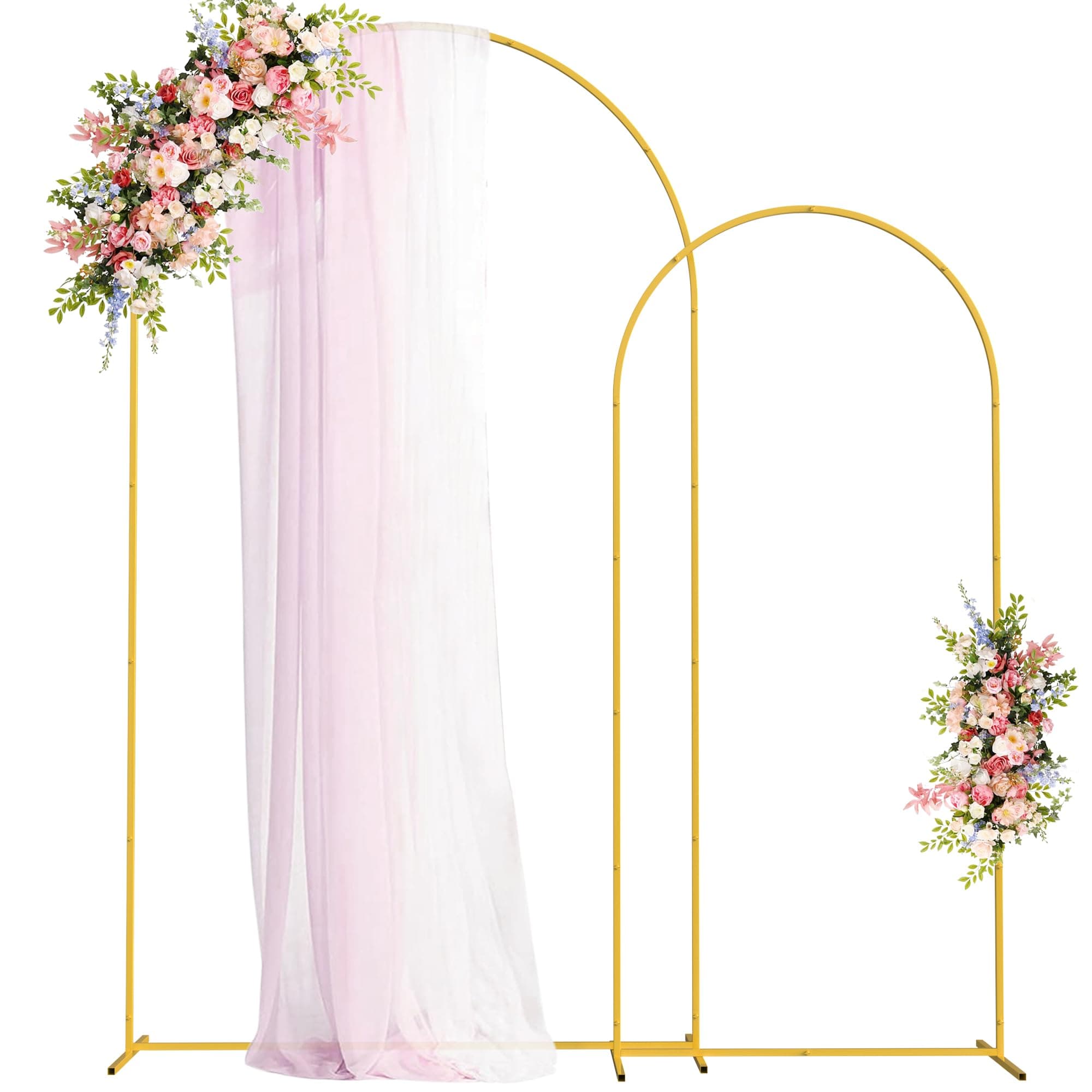 Fomcet Metal Arch Backdrop Stand Set of 2 Gold Wedding Arch Stand 7.2FT & 6FT...
