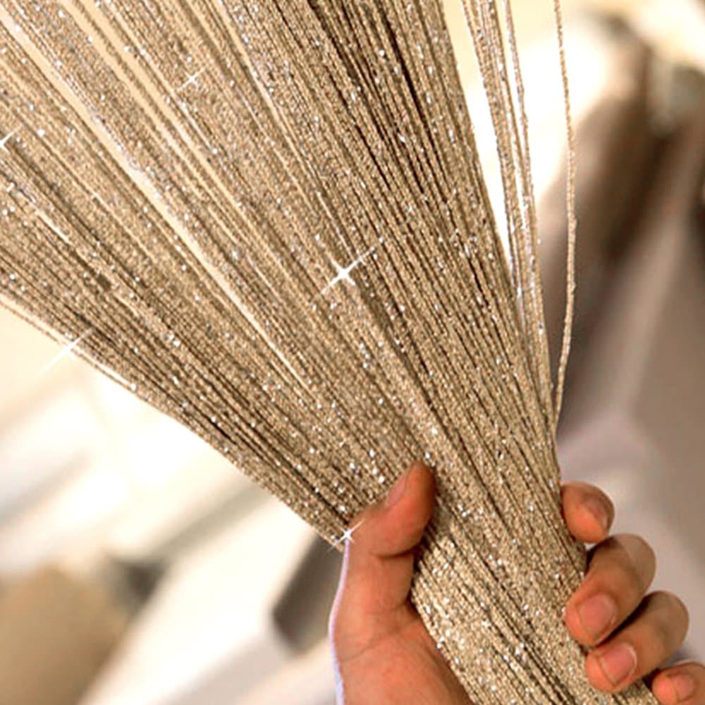 littlegrasseu Glitter String Curtains Panel Divider Window Door Fly Screen 100*200cm (champage)