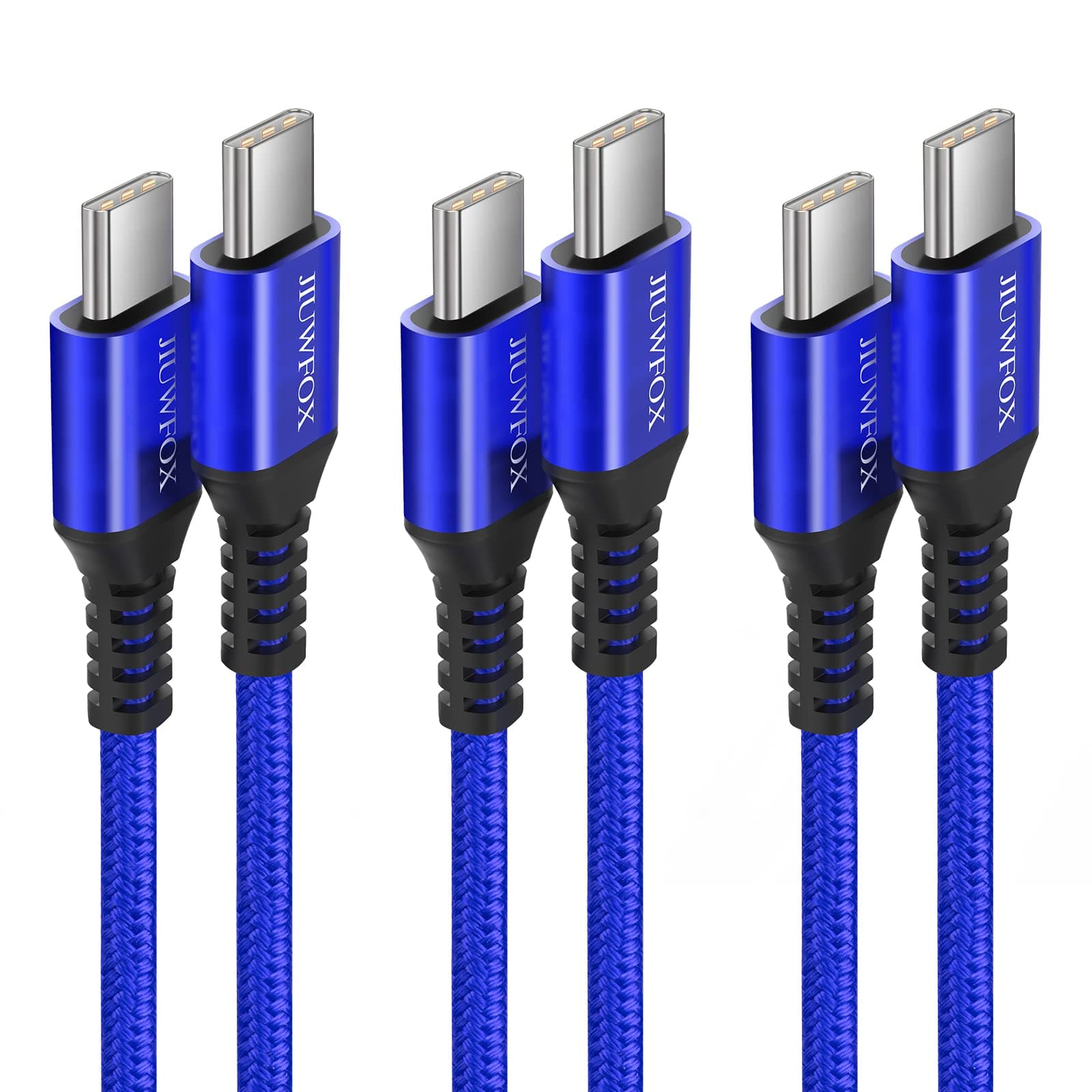 USB C to USB C Cable (3ft, 3-Pack), 60W (3A) Fast Charging for iPhone 16/15, iPad Air/Pro/Mini, MacBook Air, for Galaxy S25 S24 S23 and More (Blue)