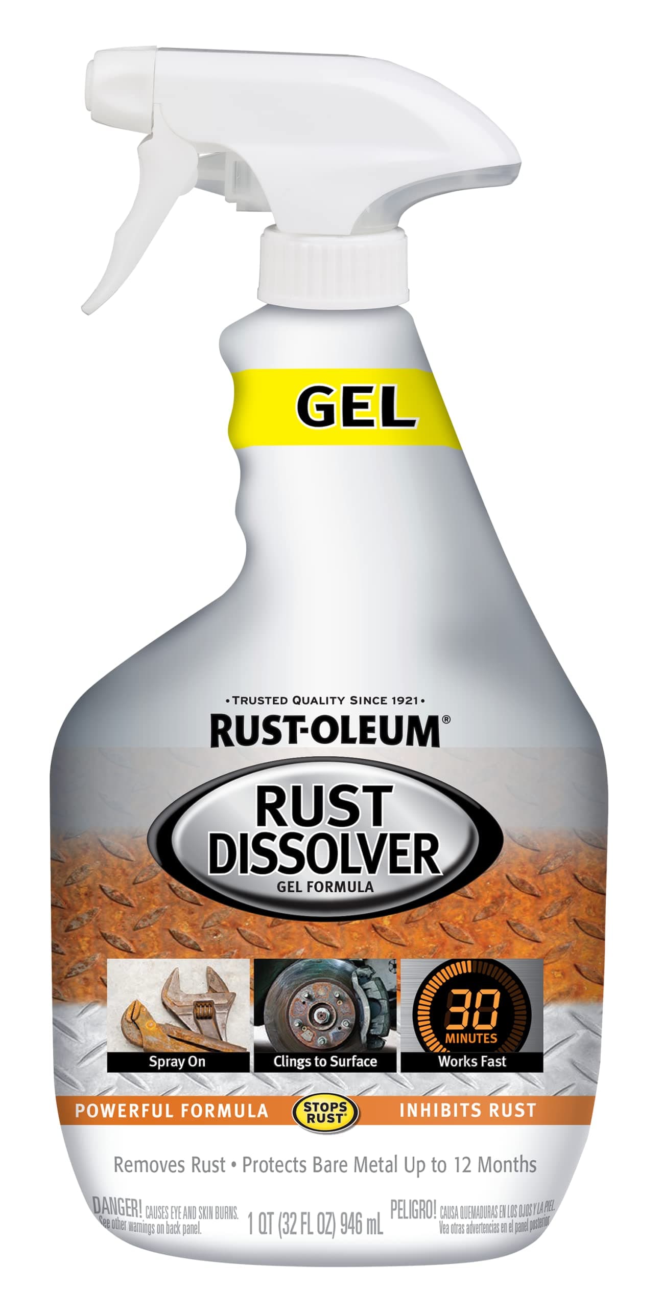 Rust Dissolver Trigger Spray Gel | Heavy-Duty Corrosion Remover for Metal Tools, Cars, Bikes, Grills, Bolts, Firearms & More | 32 oz