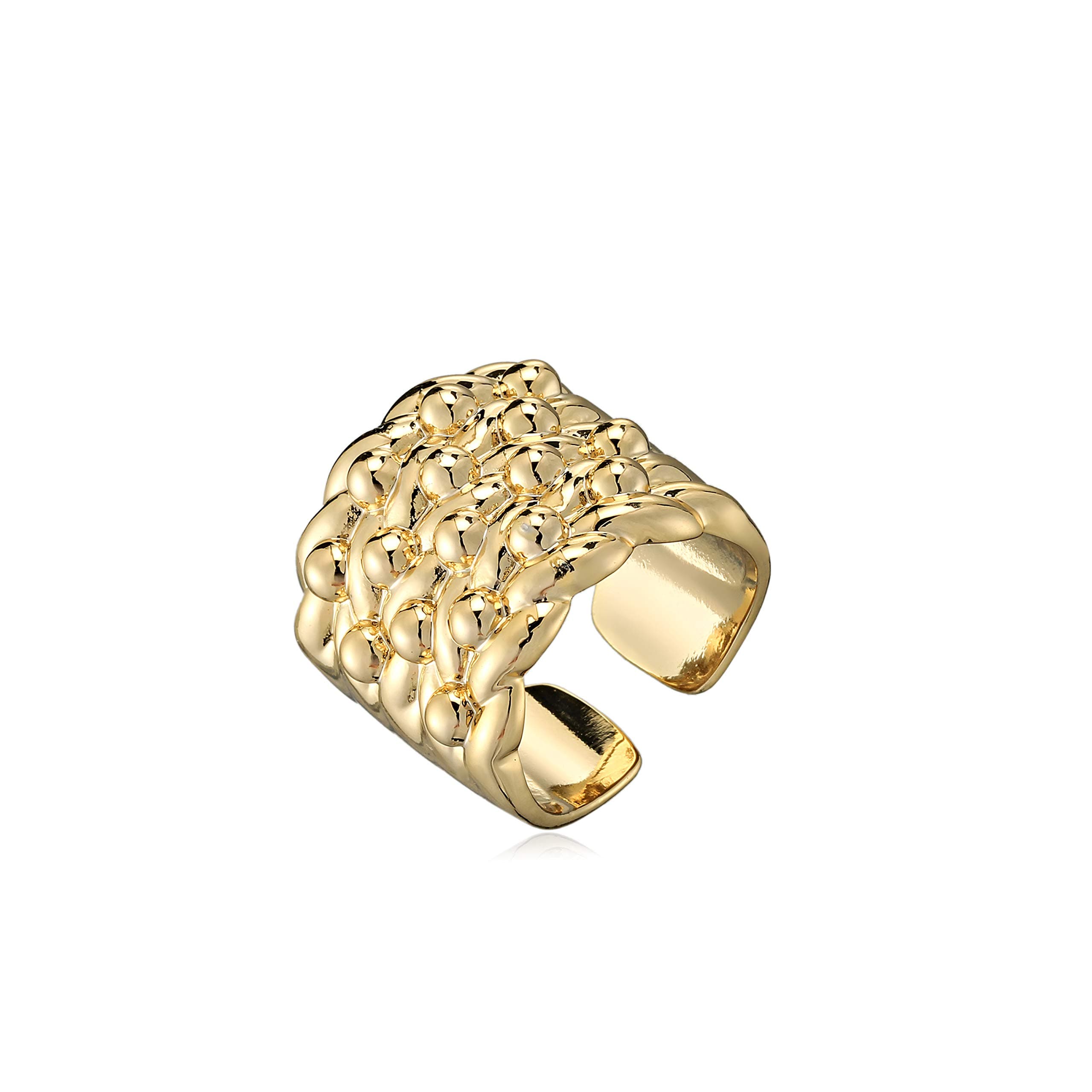 THE BLING KING Gold Adjustable Keeper Ring Adjustable Ring with 18K Real Gold Plating Premium Gold Fashion Ring Unique Jewellery Gift (Size 10 - Adjustable to Fit Various Sizes)