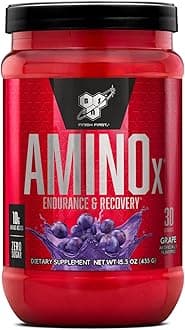 Amino X Muscle Recovery & Endurance Powder with BCAAs, 10 Grams of Amino Acids, Keto Friendly, Caffeine-Free, Support Endurance, Zero Sugar, Grape, 30 servings, 15.34 Ounce (Packaging May Vary)