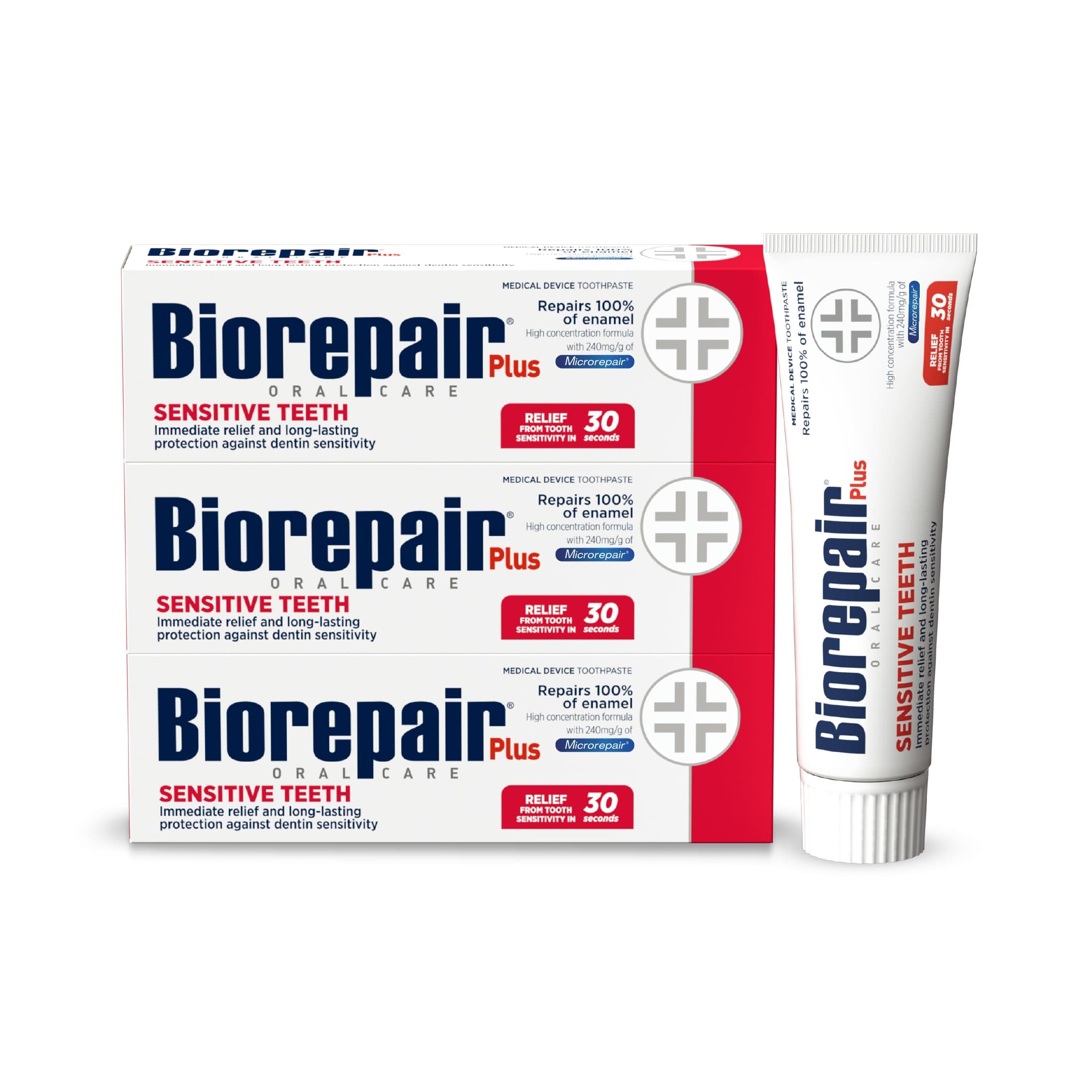 Biorepair Sensitive Teeth Daily Toothpaste - 2.54 Fluid Ounces (75ml) Tube [ Italian Import ]