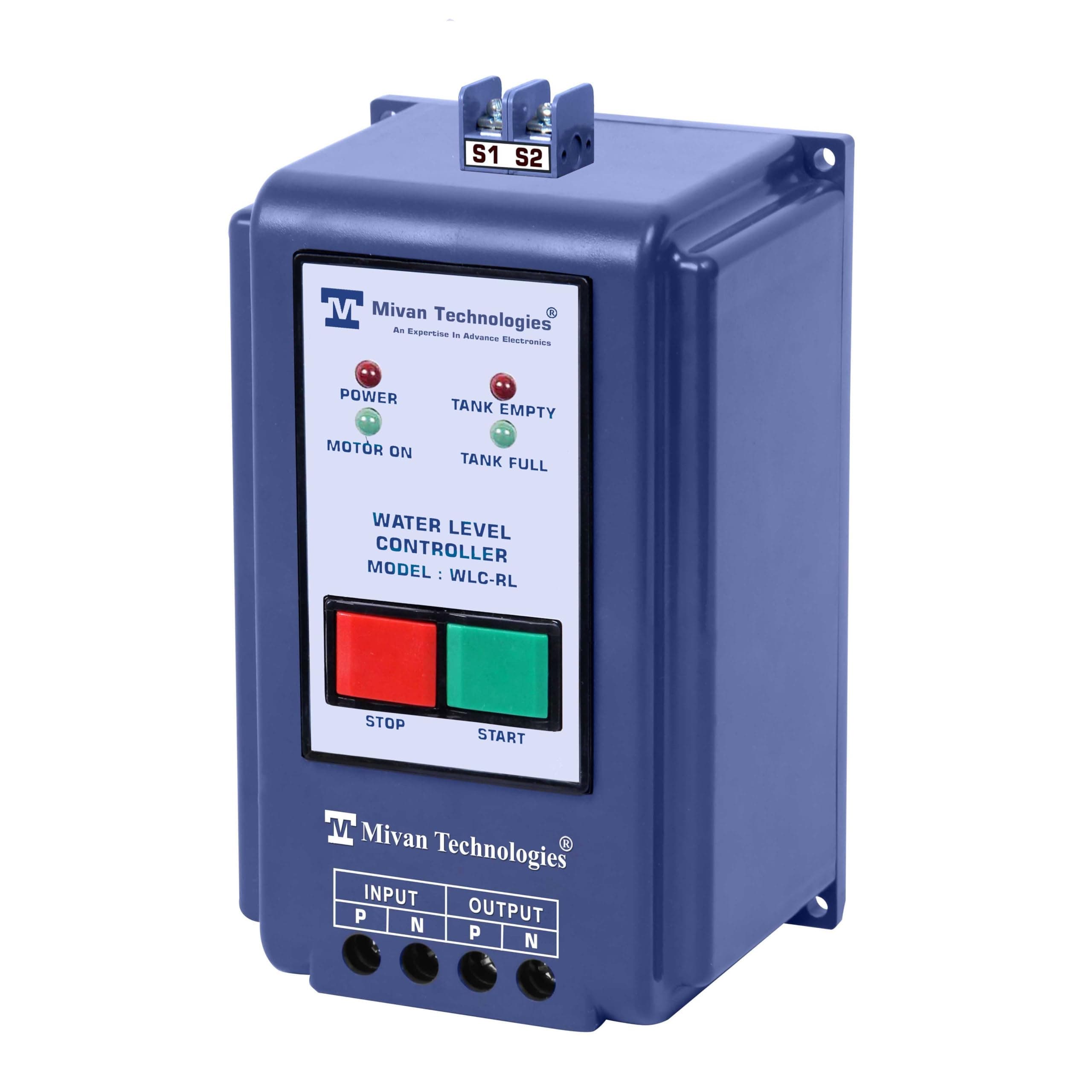 Mivan Technologies WLC RL Blue Manual Start and auto Stop Water Level Controller, with 2 Years Warranty It Will Start Motor by Pressing Start Button Automatically Stops, When The Tank gets Full