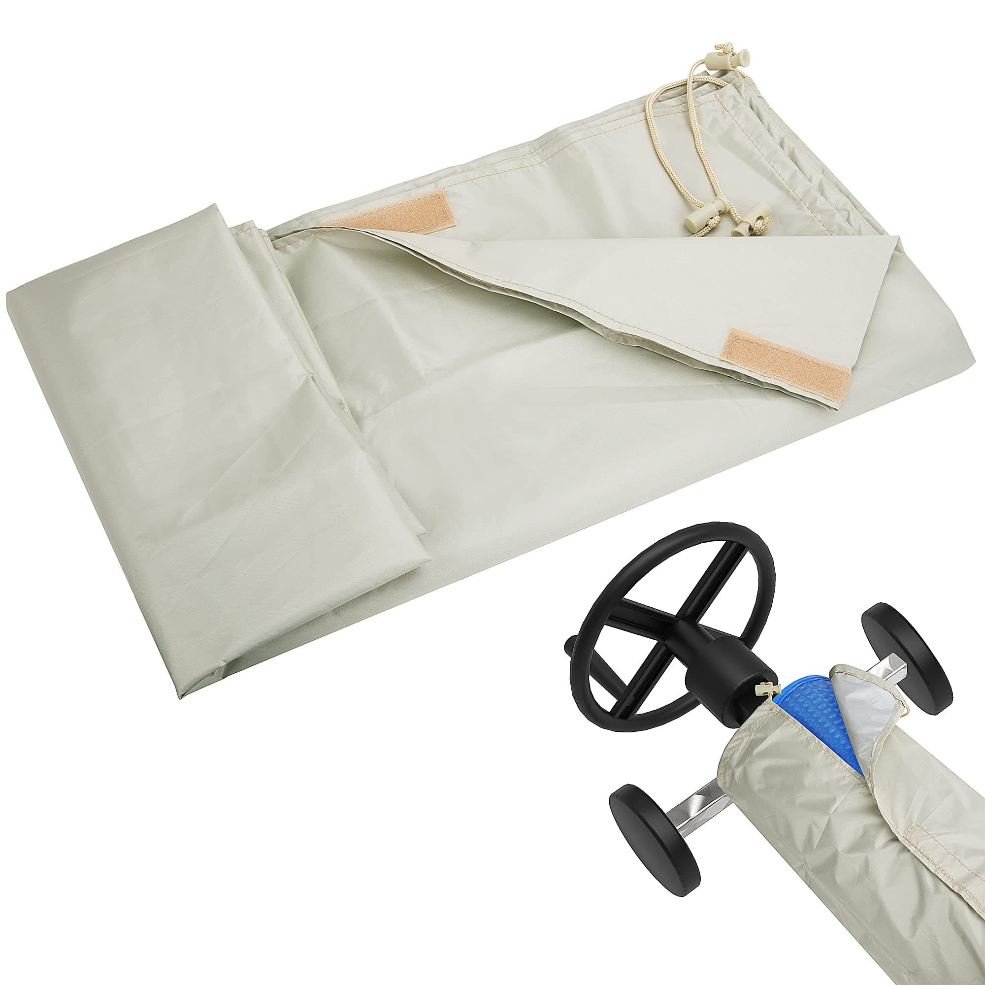 codree Solar Reel Protective Cover for Pool up to 16 FT Wide, UV Resistant, Durable, Rectangular, Plain, Solid, Snug Fit for Up to 16 Feet