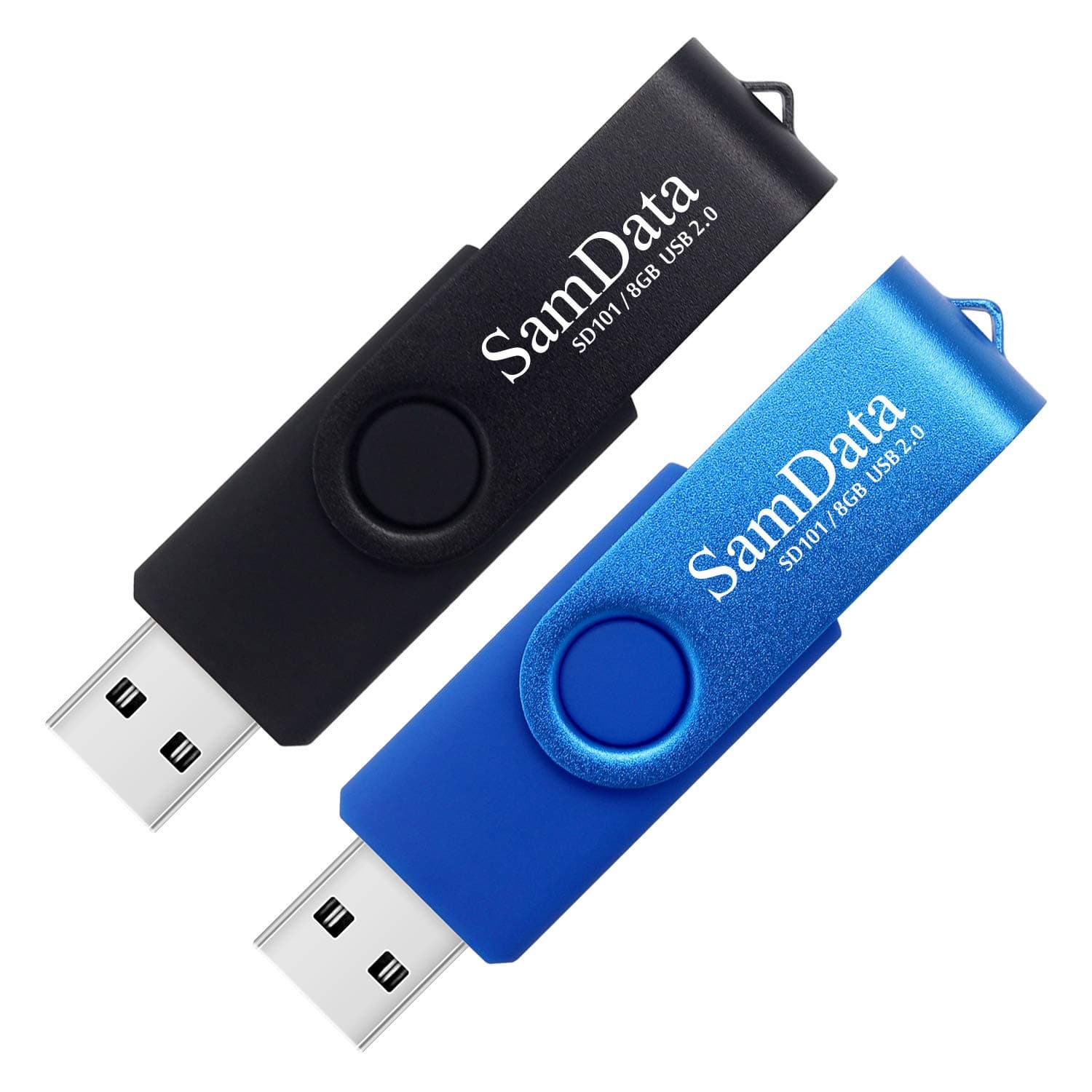 SamData 8GB USB Flash Drives 2 Pack 8GB Thumb Drives Memory Stick Jump Drive with LED Light for Storage and Backup (2 Colors: Black Blue)