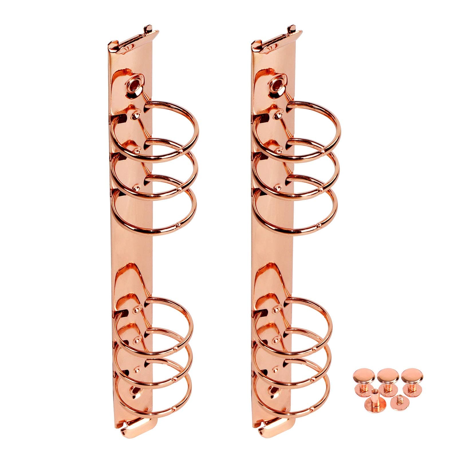 Multibey A5 6-Ring Rose Gold Binder Ring Mechanisms 2Pcs, Round Ring Binding Spines Combs Replacement for A5 Loose Leaf Notebook (A5-30mm Ring Diameter, Rose Gold)