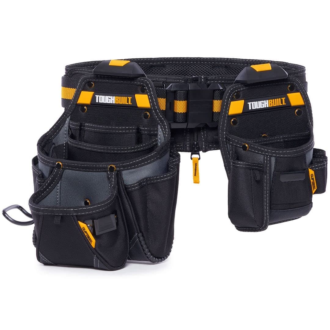 ToughBuilt ClipTech Series – 3-Piece Handyman Tool Belt Set, Modular ClipTech™ System with 2 Rugged Pouches & Heavy-Duty Padded Belt, 1680D Reinforced Construction (TB-CT-111-CP)