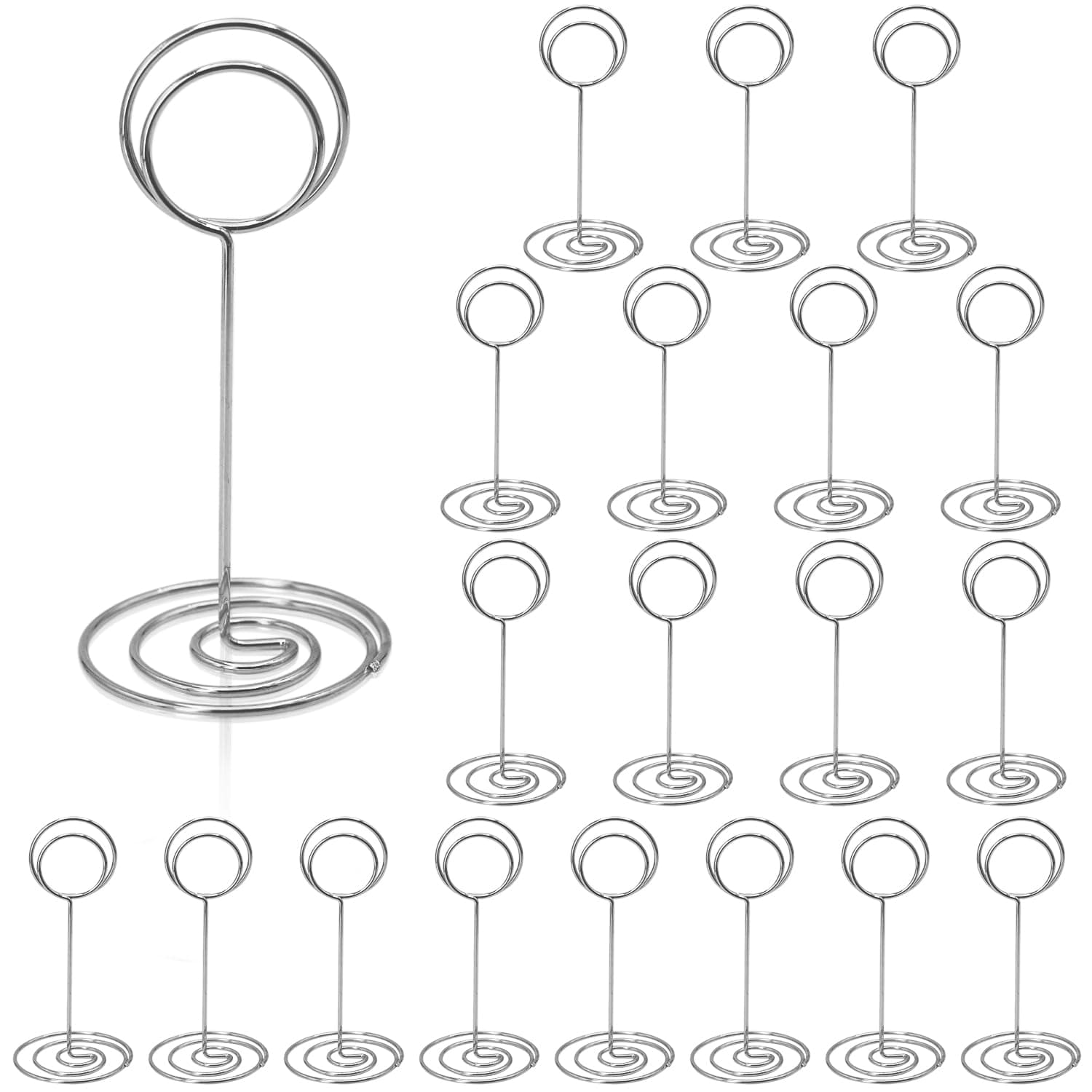 RONTEDA Table Number Holders 20Packs - 3.35 Inch Table Number Stands Place Card Holder for Wedding Party Graduation Reception Restaurant Home Photo Picture Office Memo (Silver, 3.35")