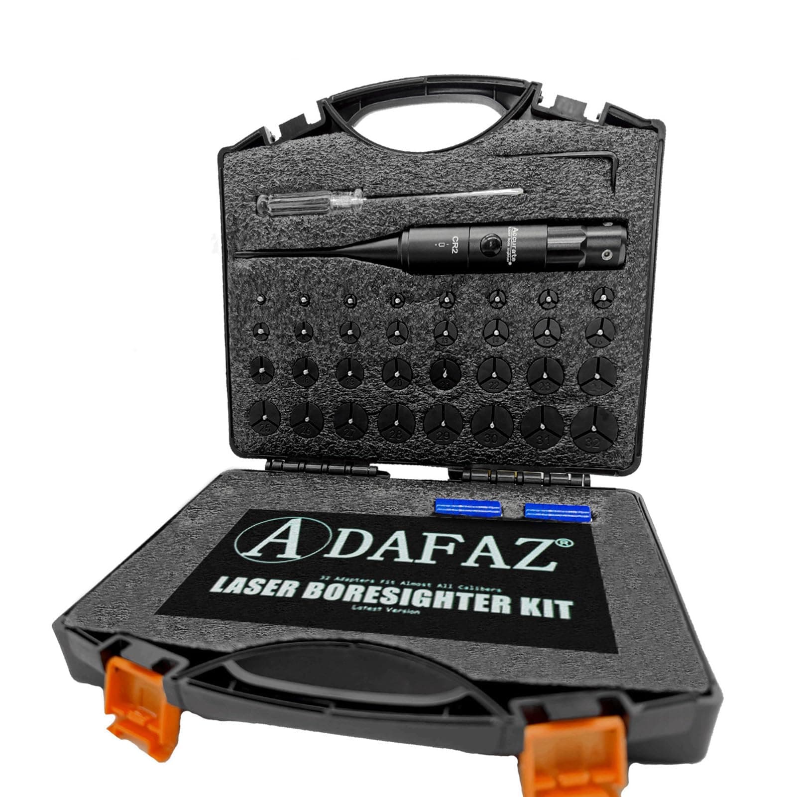 Powerful Bore Sight Kit Professional Laser Boresighter with 32 Multiple Adapters for 17 to 12GA for Rifles Scope Handgun (Red or Green Bore Sighter with Extra Battery)