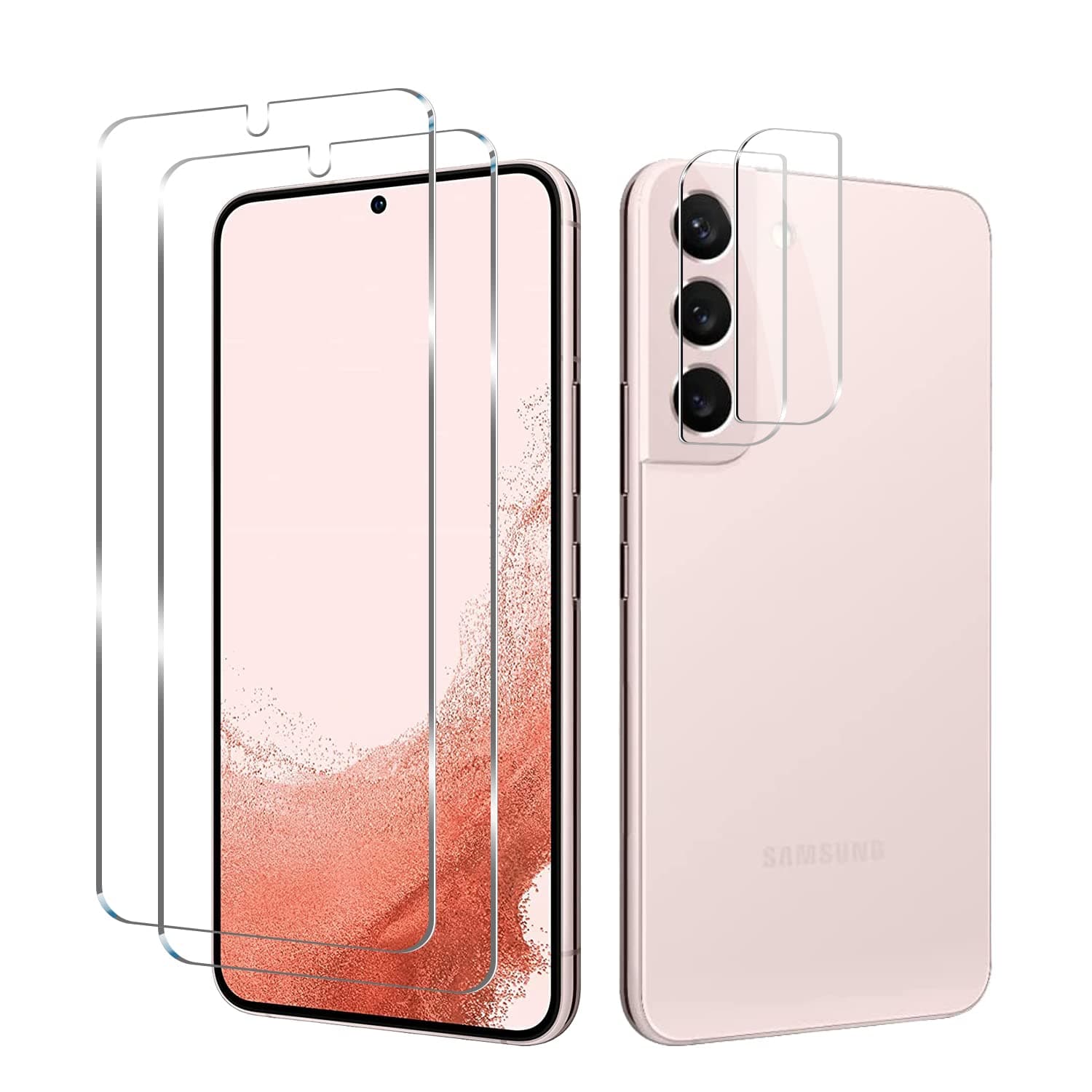 - Galaxy S22 Tempered Glass Screen Protector + Camera Lens Protector [ 2 + 2 Pack ][Case Friendly] [Anti-Scratch] [Ultrasonic Fingerprint Unlock] Clear HD Glass Protective Film for Samsung Galaxy S22