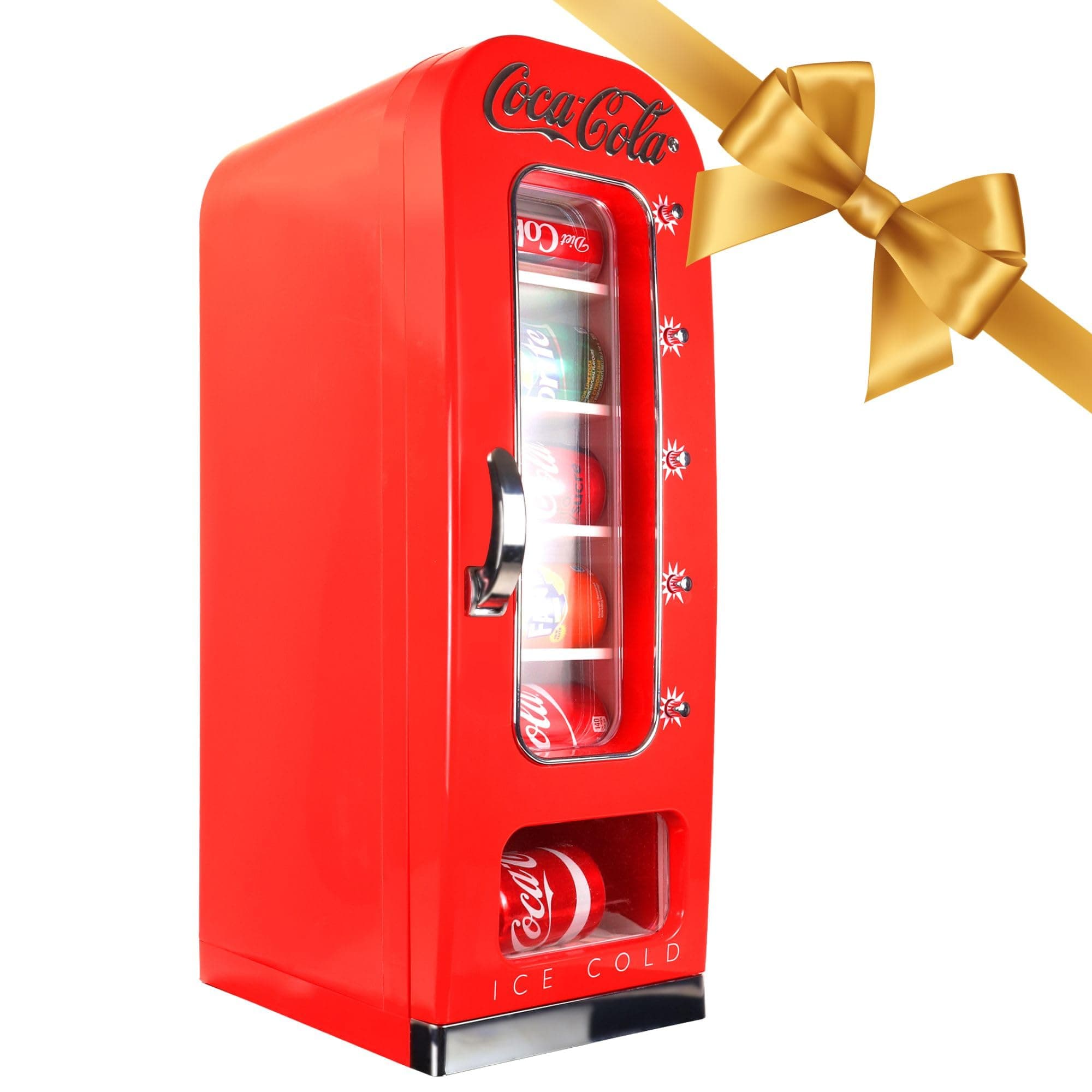 Koolatron Coca-Cola Retro Vending Machine Style 10 Can Mini Fridge with Display Window AC/DC Portable Beverage Cooler for Soft Drink Cans Includes 12V and AC Cords, for Home Office Dorm Cottage,Red