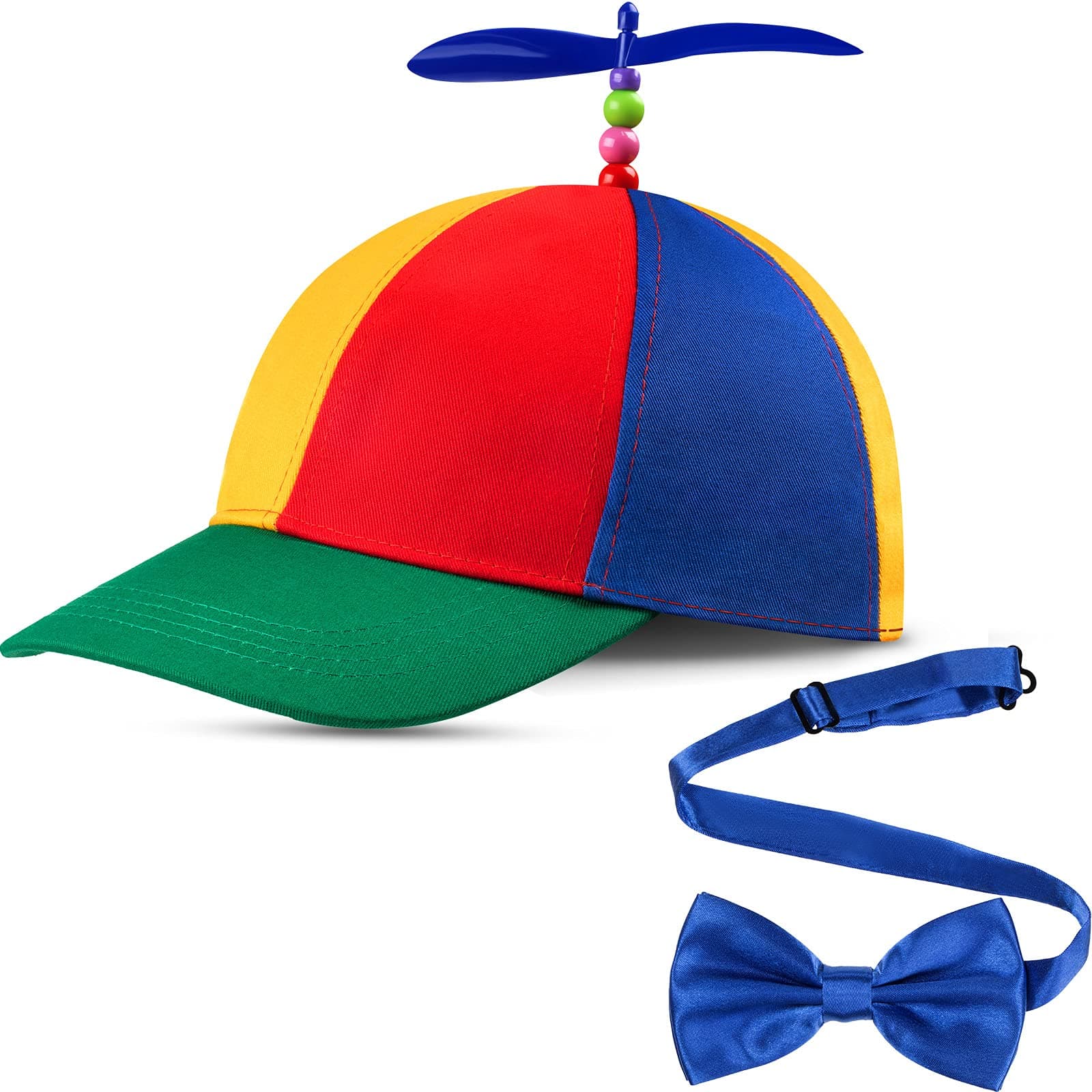 Top Hat Rainbow Detachable Hat Nerd Crazy Hat Silly Hat and Adjustable Bowtie for Adults Costumes