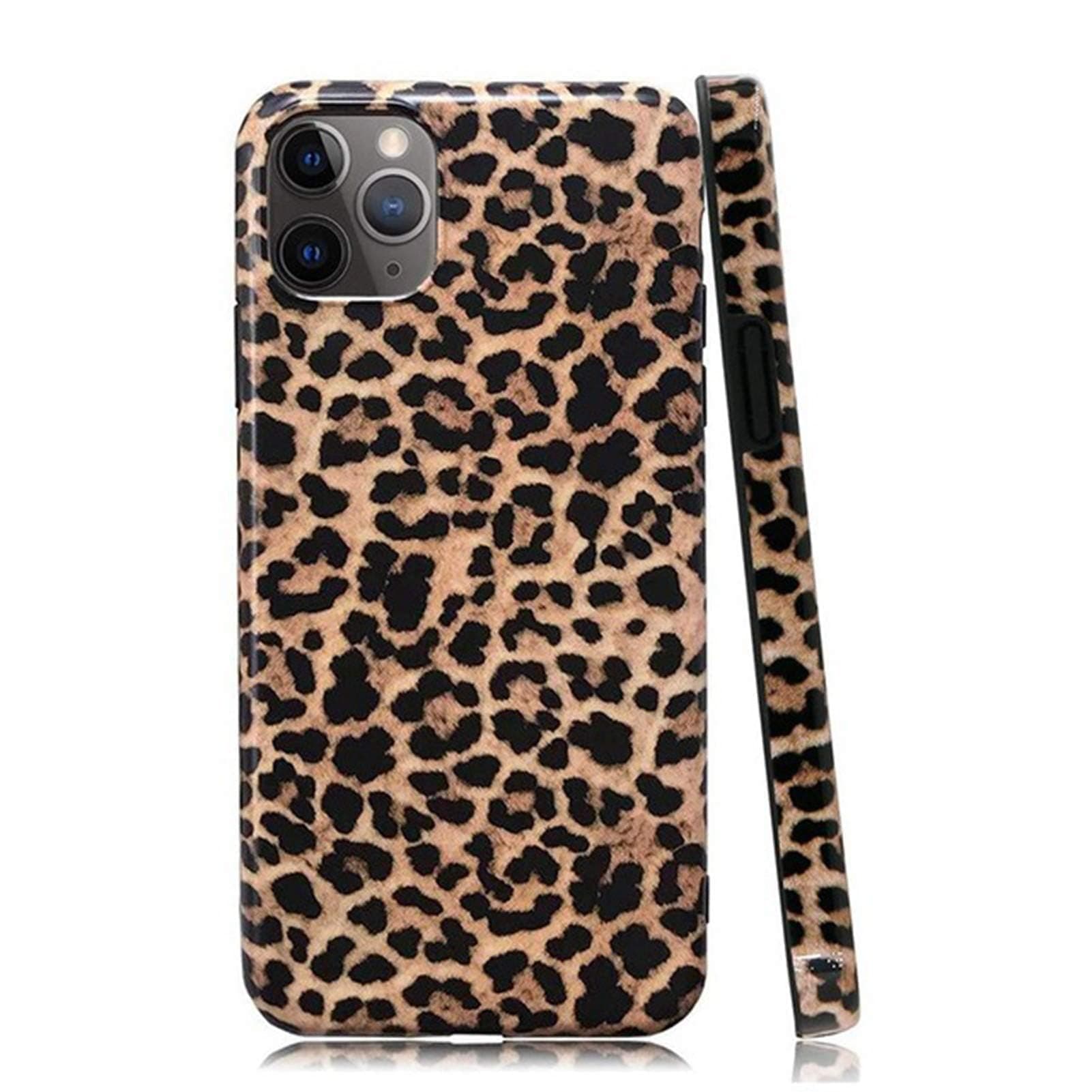 Leopard Cheetah Print Phone Case for iPhone 12 Pro Max 6.7'' Cool Girly Design Soft Flexible Protective Luxury Rubber Gel Back Cover Brown